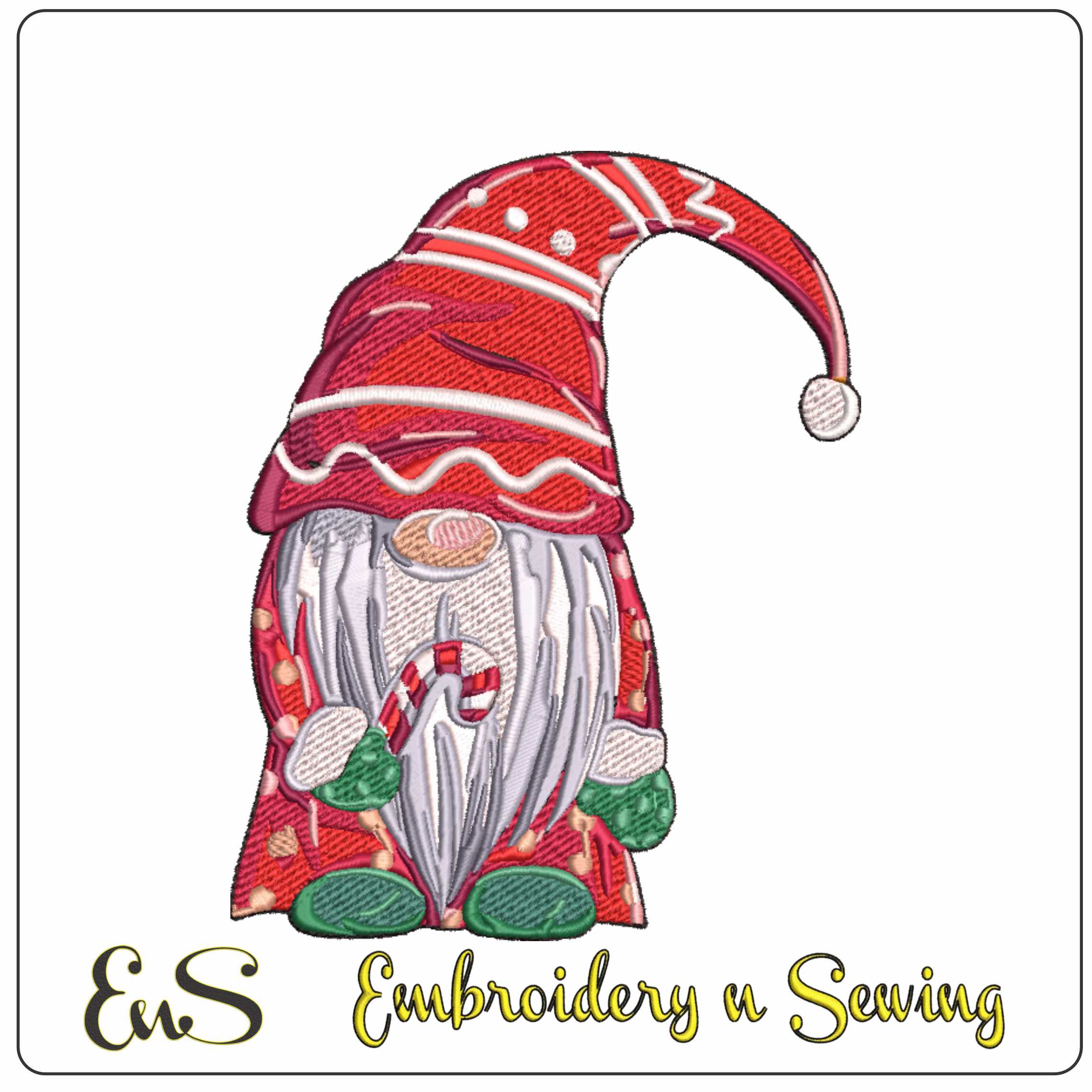 Christmas Gnome Hat- embroidery file - instant download in a frame