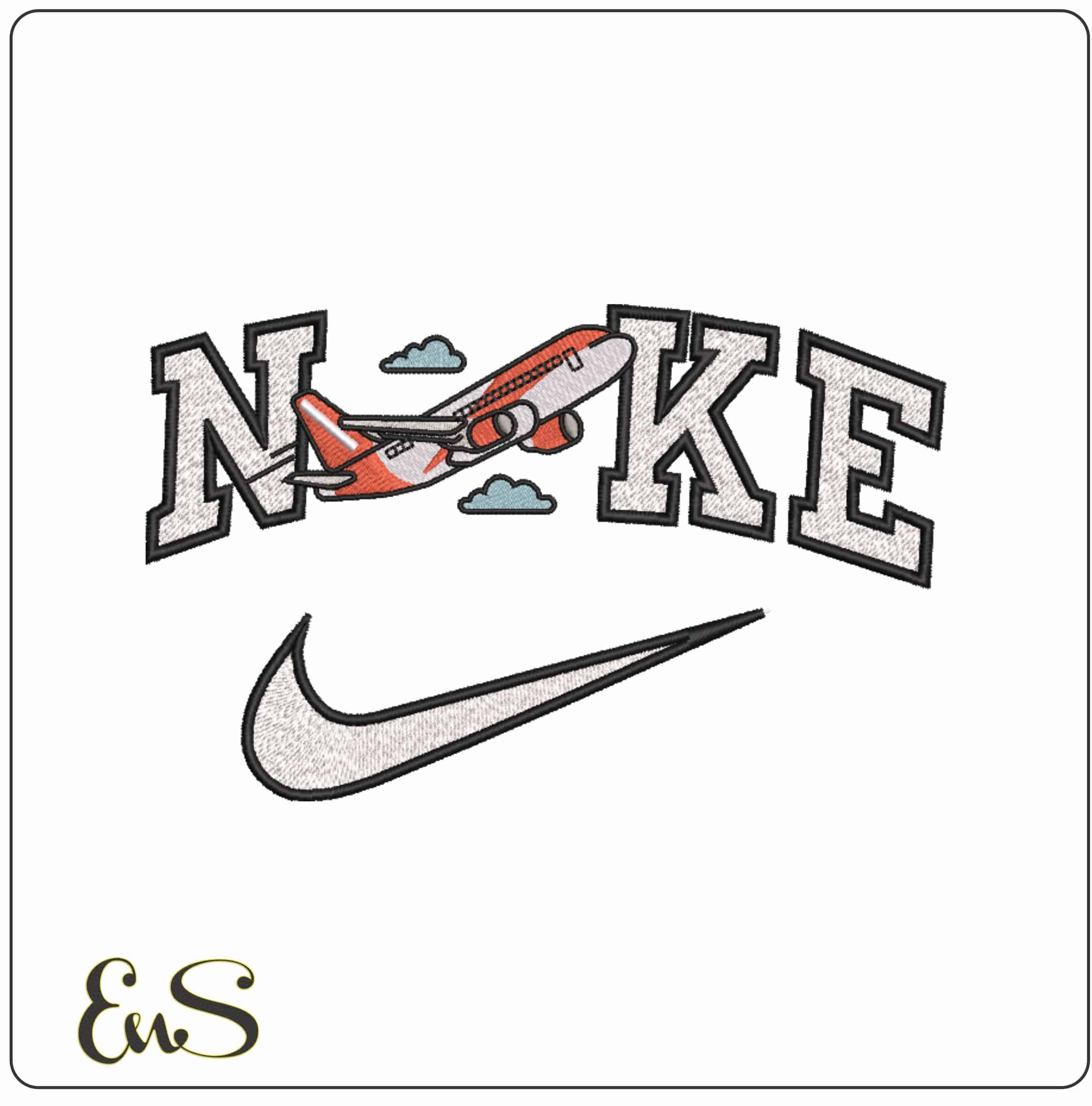 Nike Easy Jet Plane flying - Elegant embroidery design file-instant download