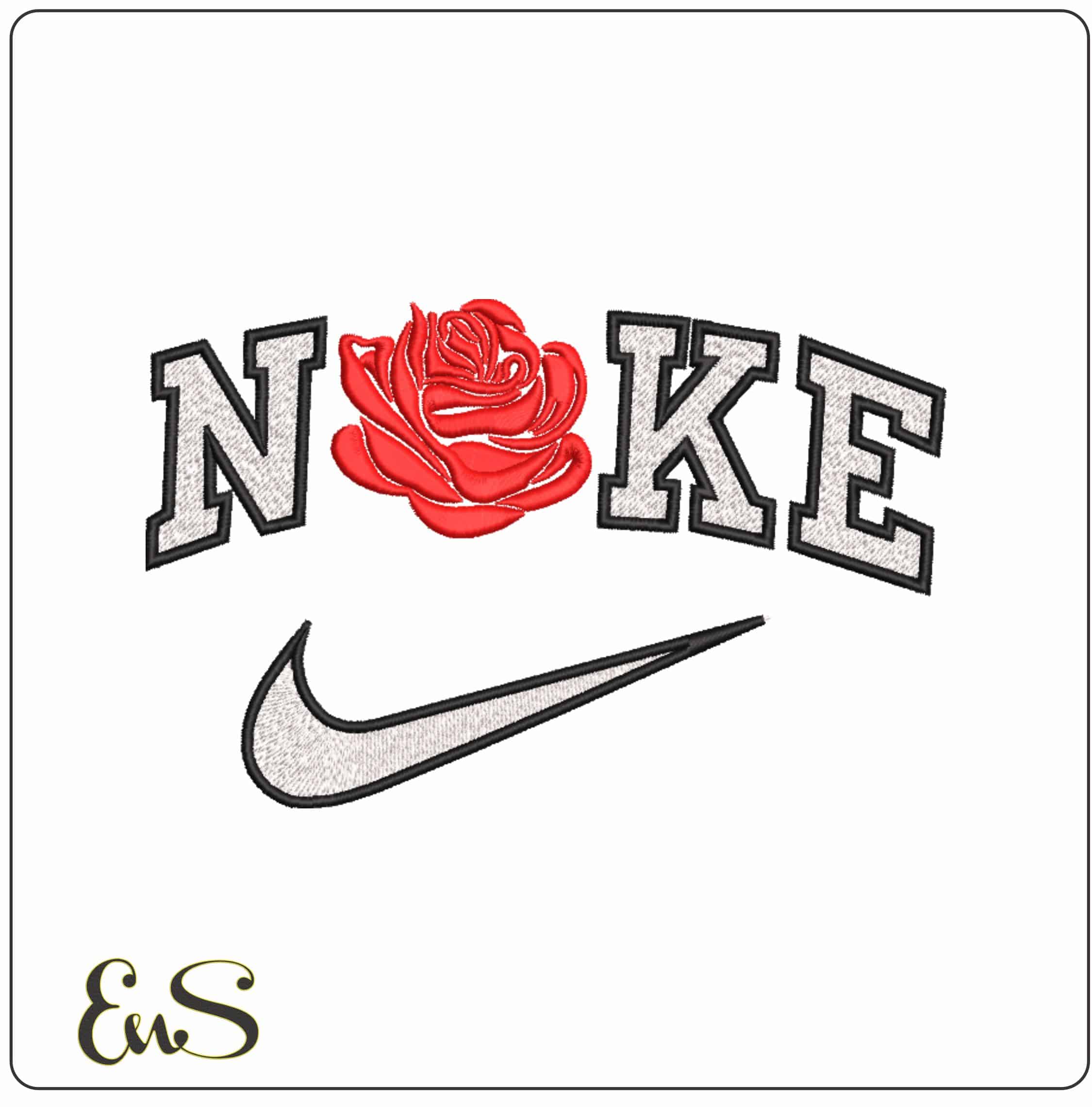 Nike Embossed Rose Petals - Elegant embroidery design file-instant download