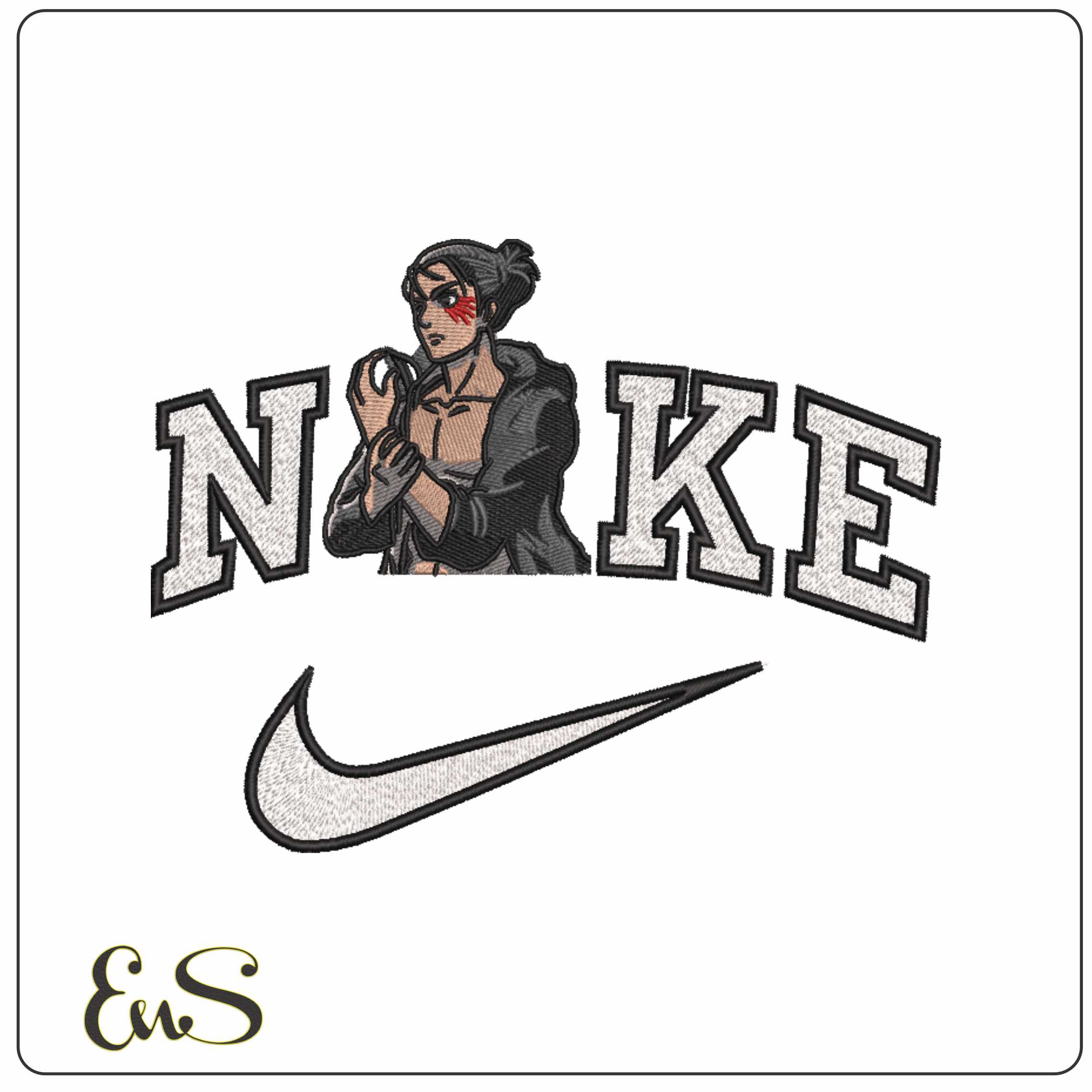 Nike Eren Yeager Holding wrist Attack on Titan Anime - Elegant embroidery design file-instant download