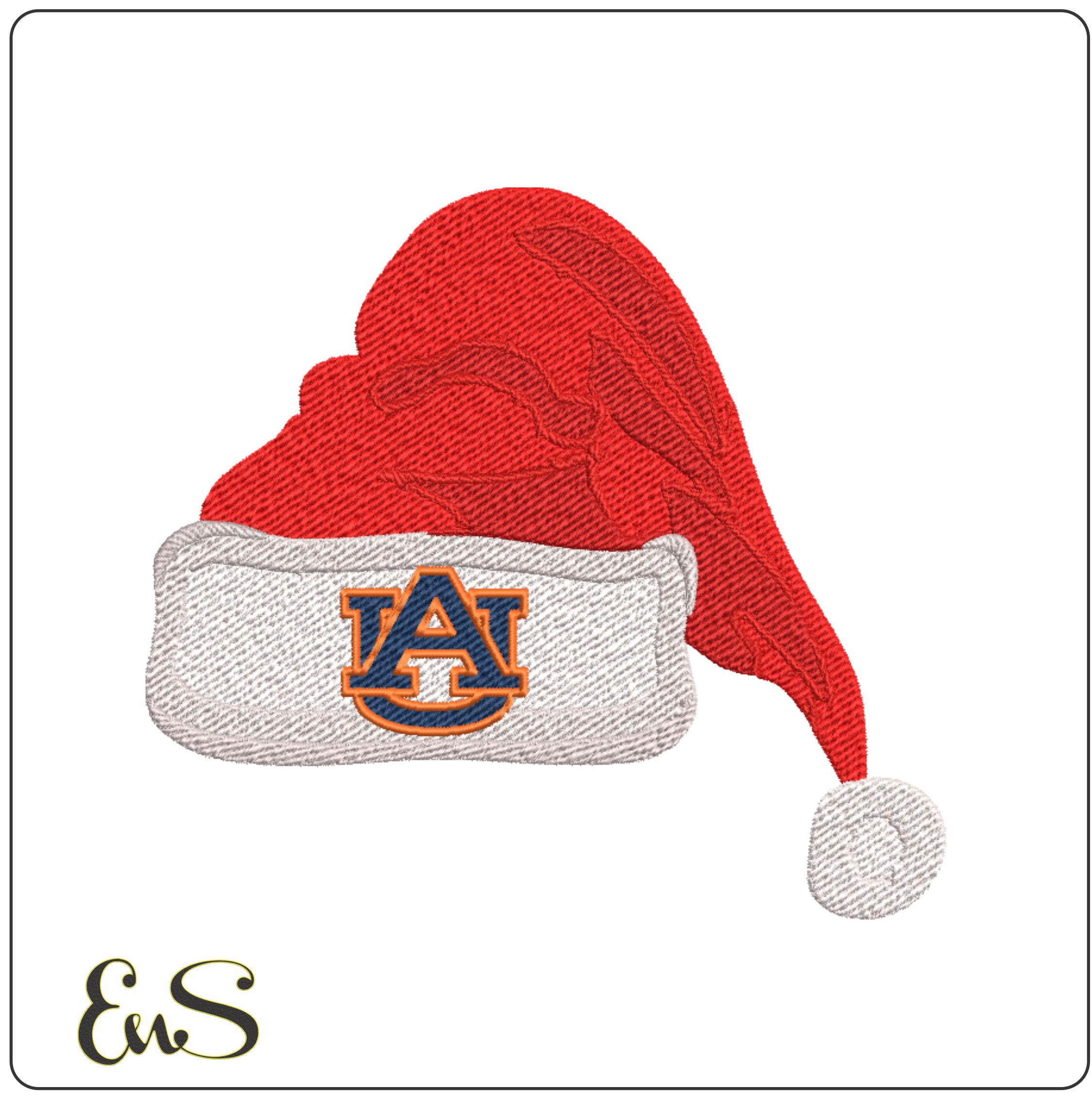 Auburn Christmas Hat- embroidery file - instant download in a frame