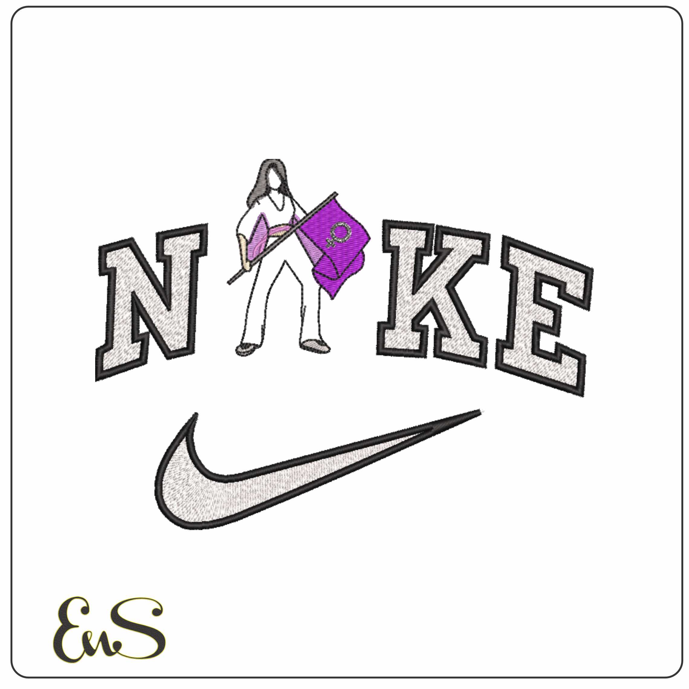 Nike Feminist - Elegant embroidery design file-instant download
