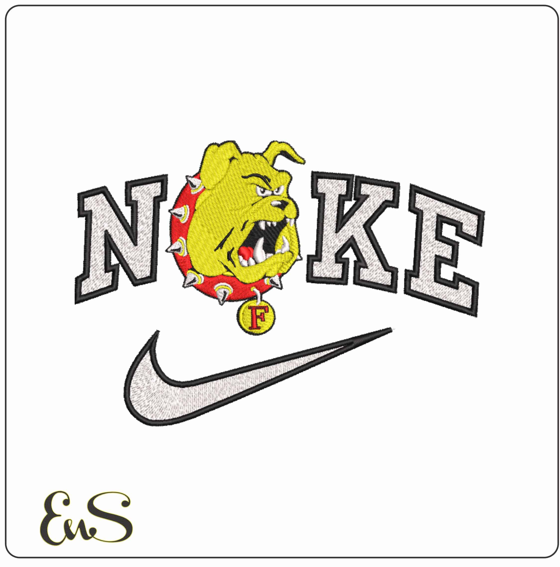 Nike Ferris State Bulldogs 1993 University - Elegant embroidery design file-instant download