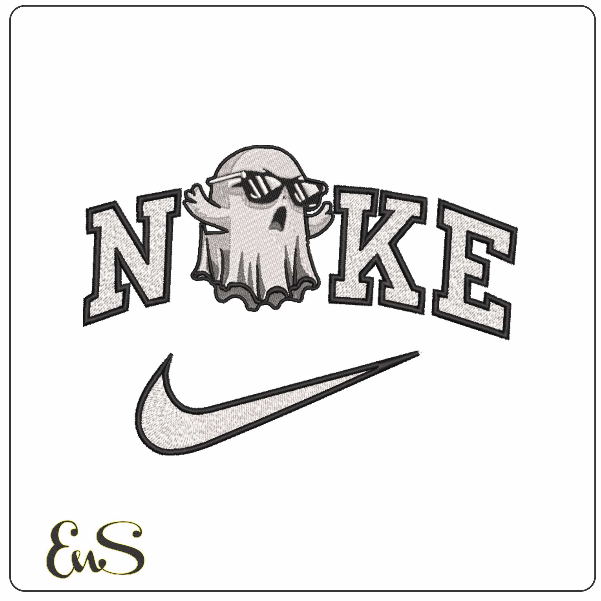 Nike Ghost in Sunglasses - Elegant embroidery design file-instant download