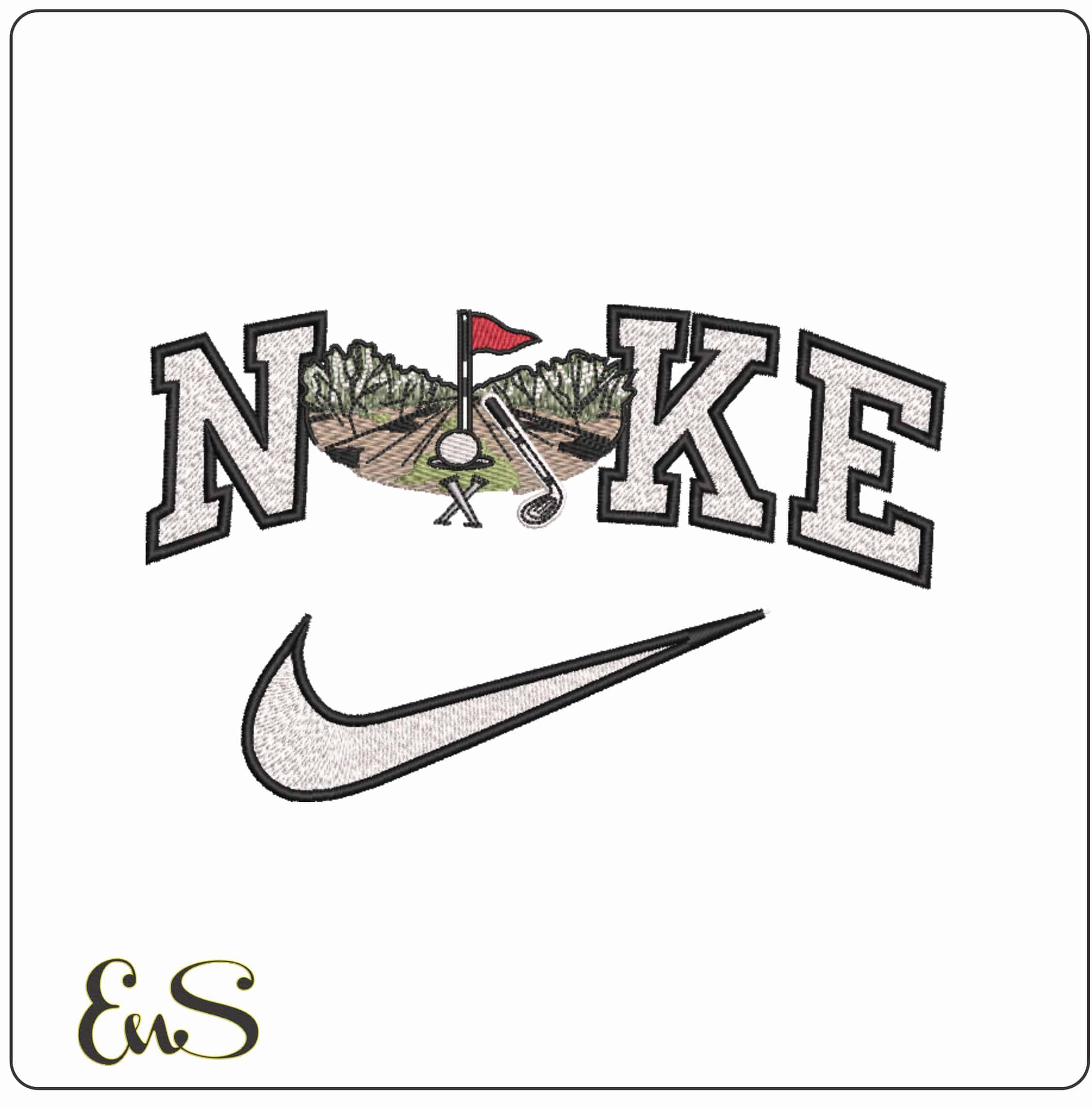 Nike Golf Tree lined Fairway - Elegant embroidery design file-instant download