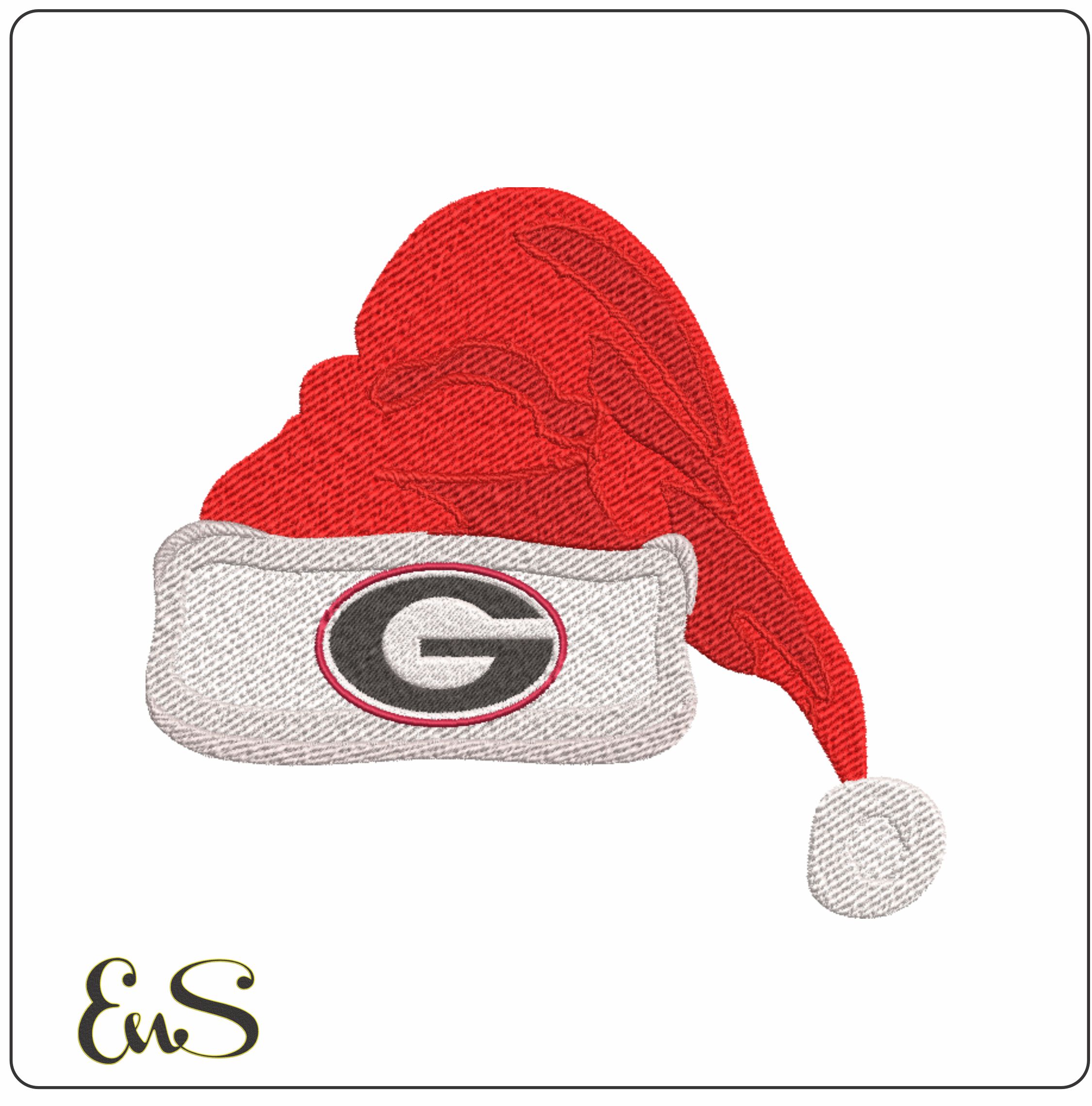Georgia Athletic Christmas Hat- embroidery file - instant download in a frame