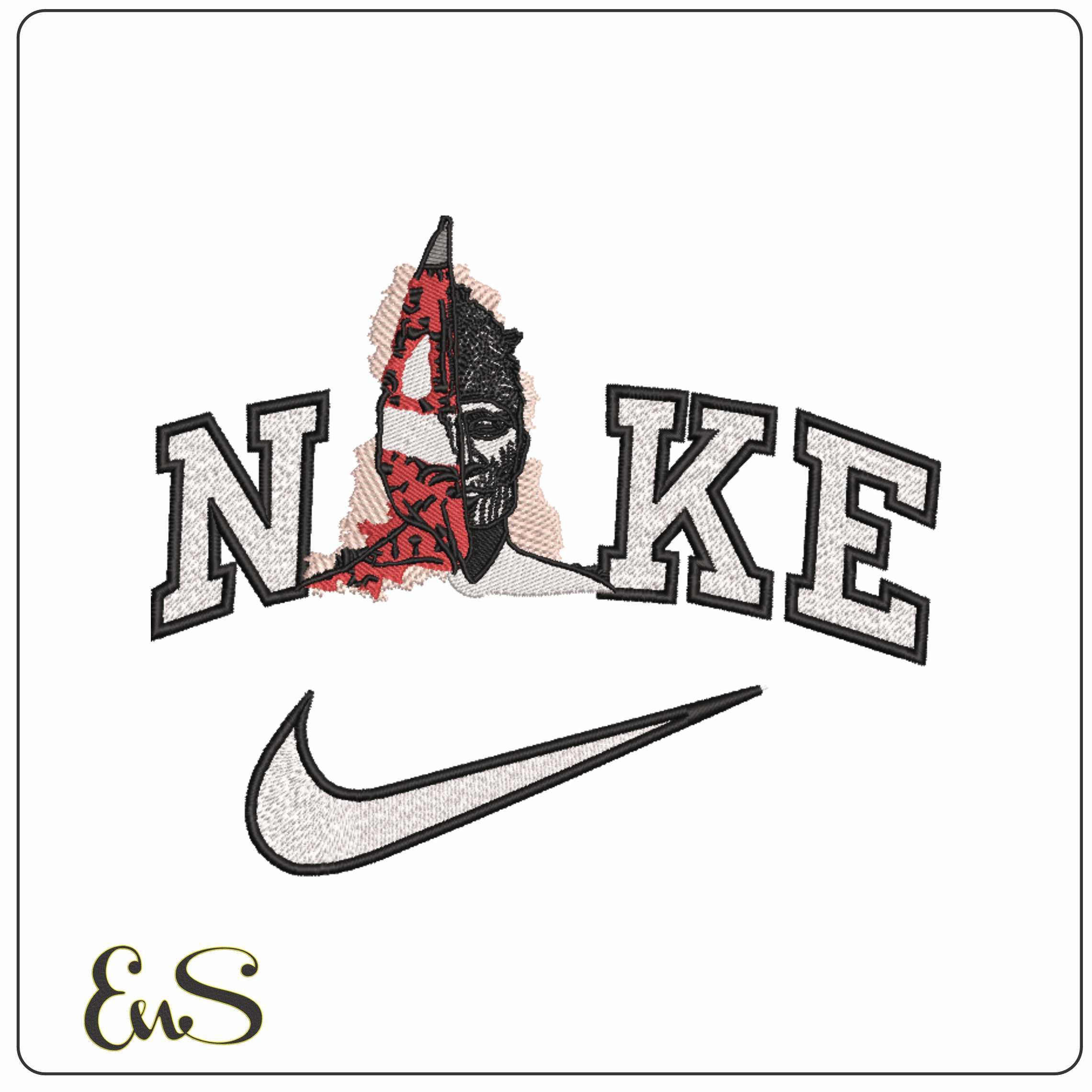 Nike HAIN T Shirt Design Face - Elegant embroidery design file-instant download