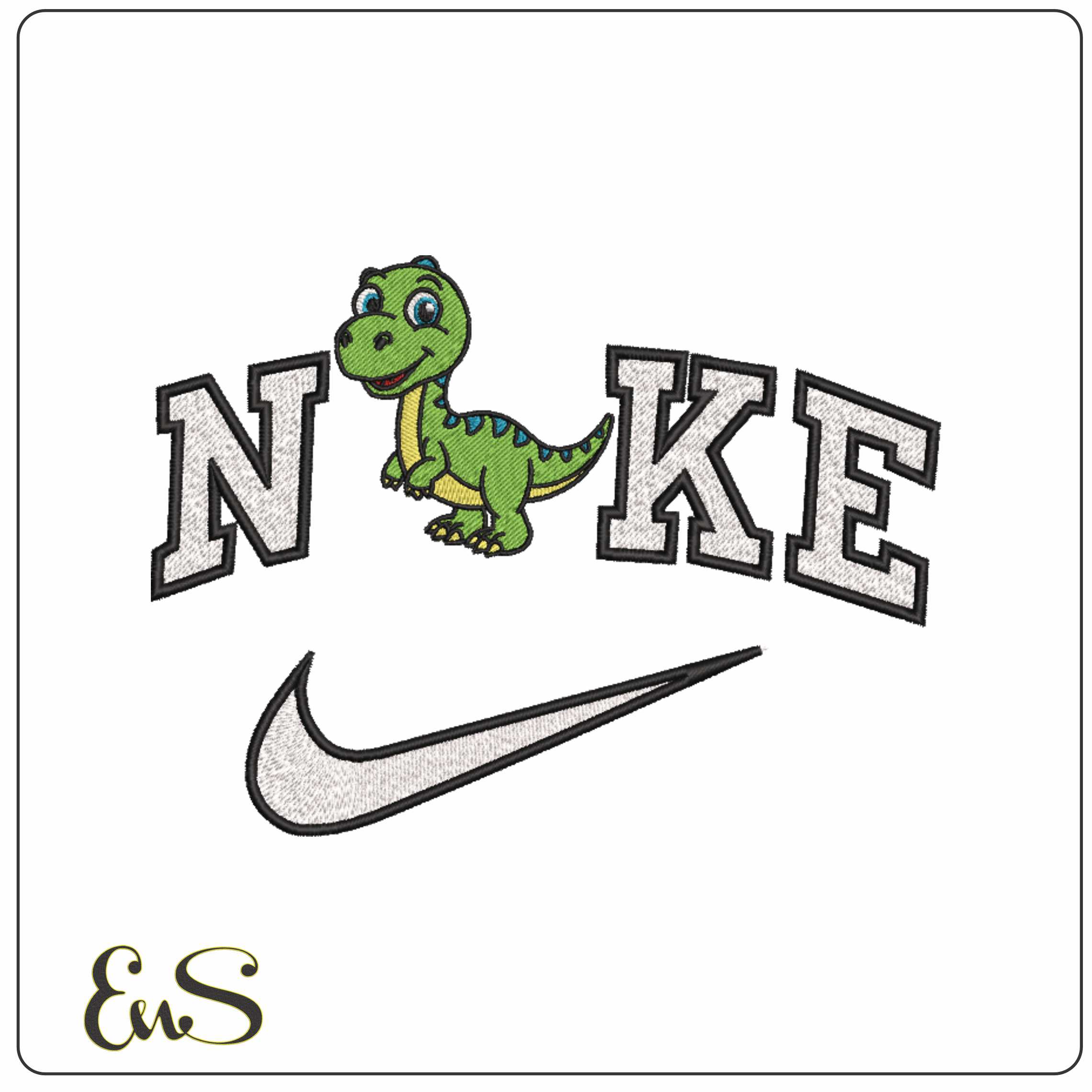 Nike Happy Little Dino Children - Elegant embroidery design file-instant download