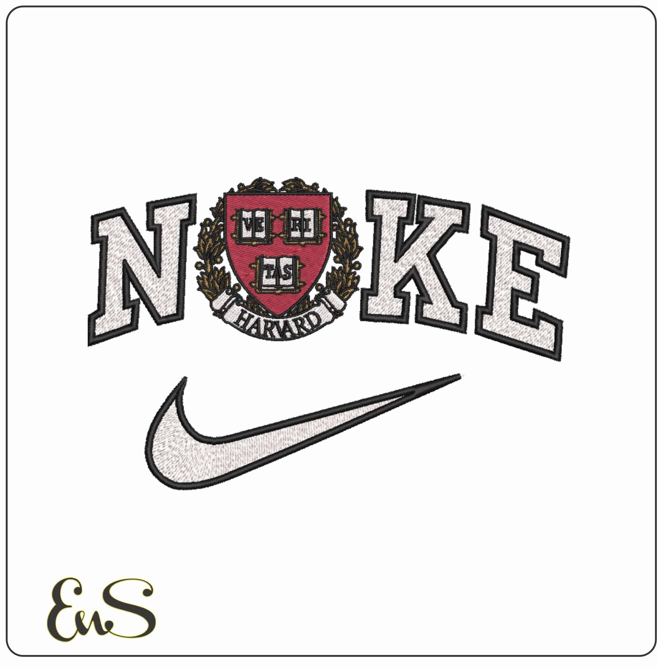 Nike Harvard Crimson 1971 to 2002 Harvard University - Elegant embroidery design file-instant download