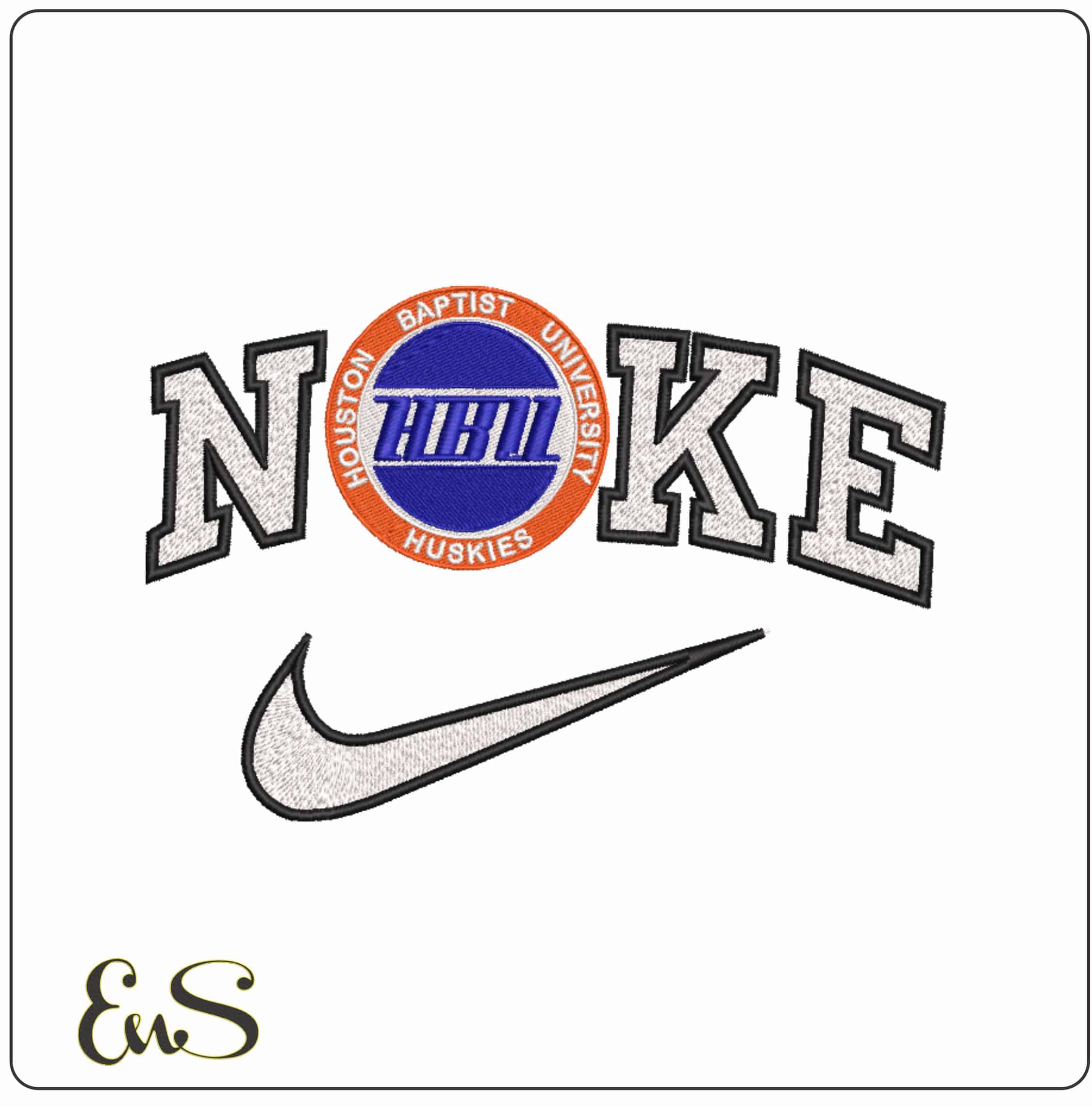 Nike Houston Baptist Huskies 1985 to 1991 University - Elegant embroidery design file-instant download