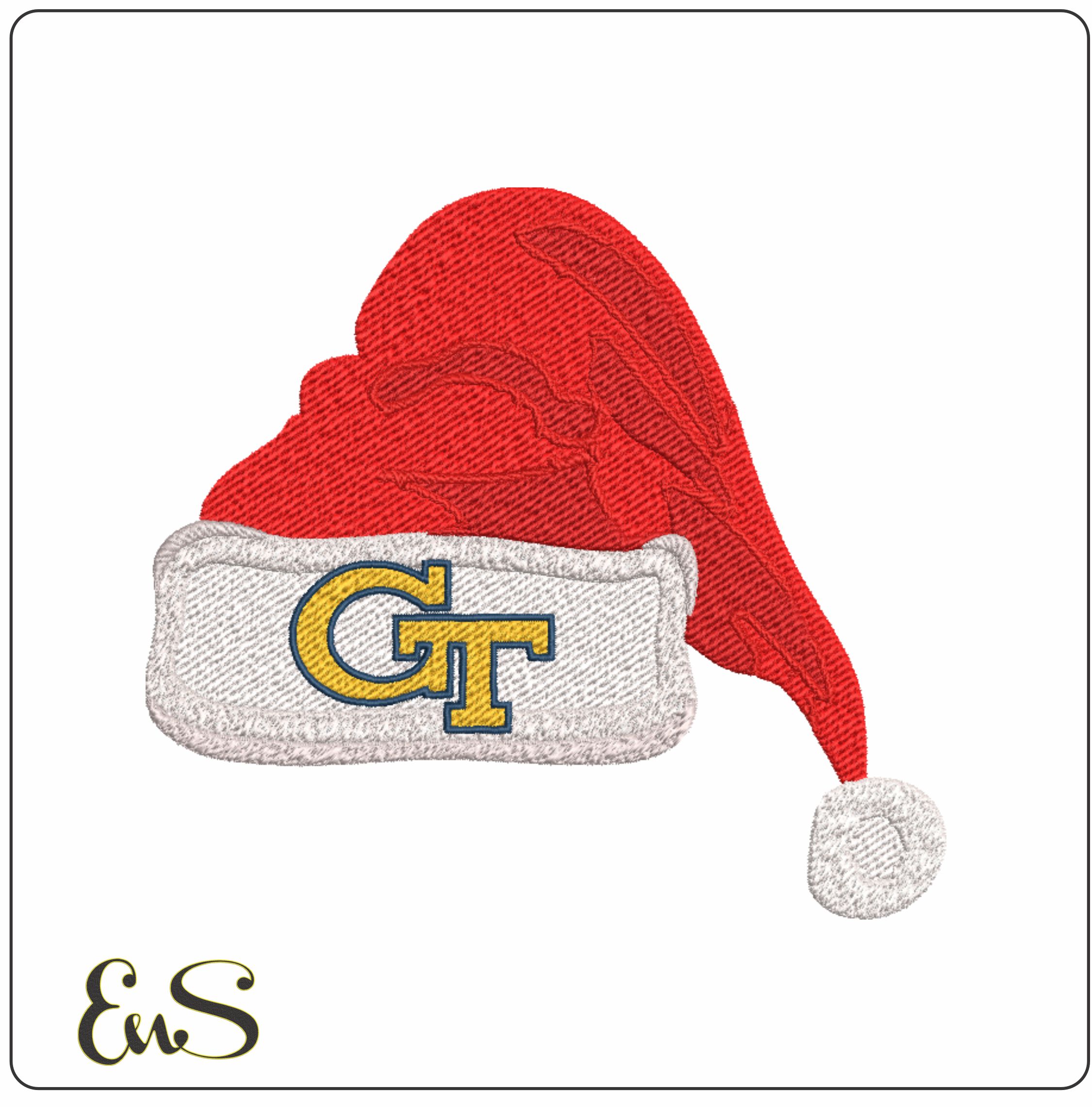 Georgia Tech Christmas Hat- embroidery file - instant download in a frame