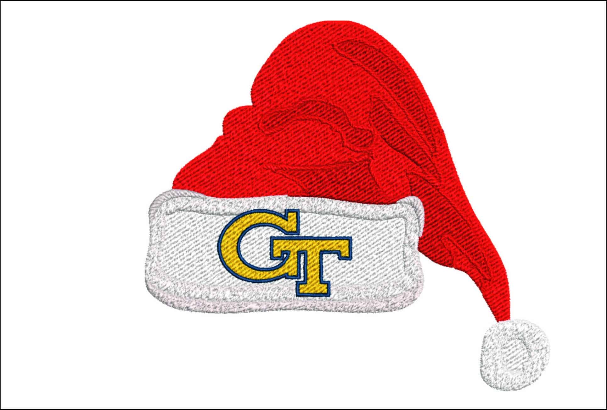Georgia Tech Christmas Hat- embroidery file - instant download in a frame