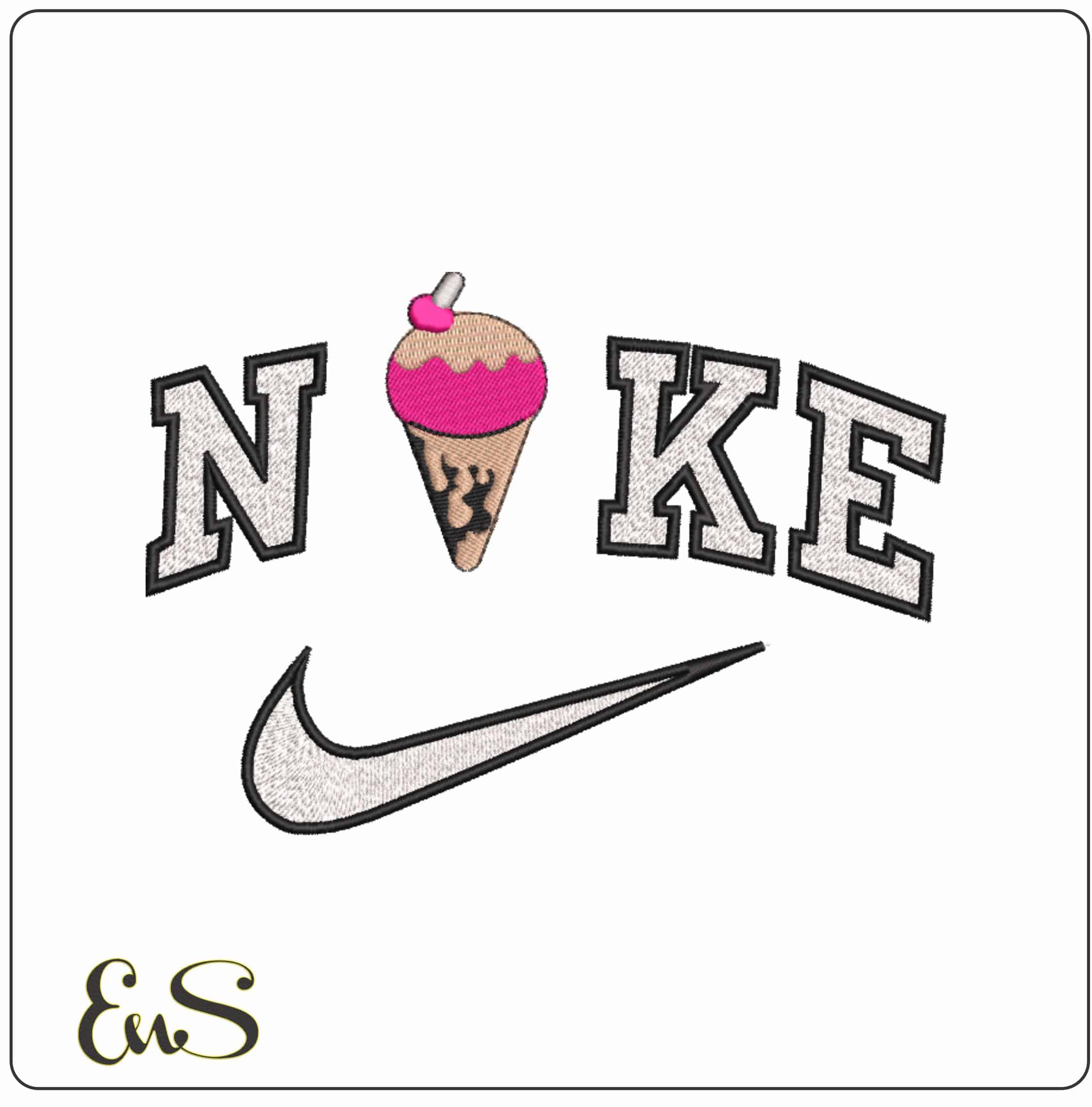 Nike Ice Cream Cone - Elegant embroidery design file-instant download