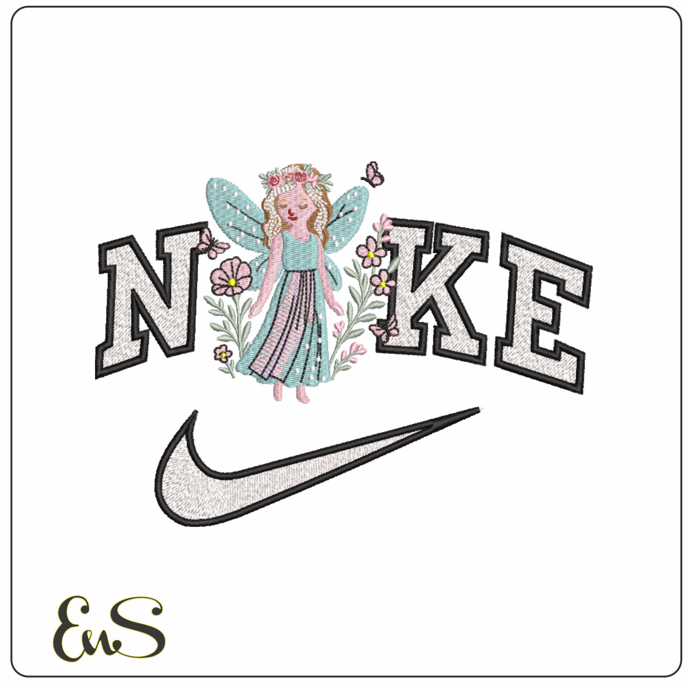Nike Isabella Mama Fairy with Butterflies - Elegant embroidery design file-instant download