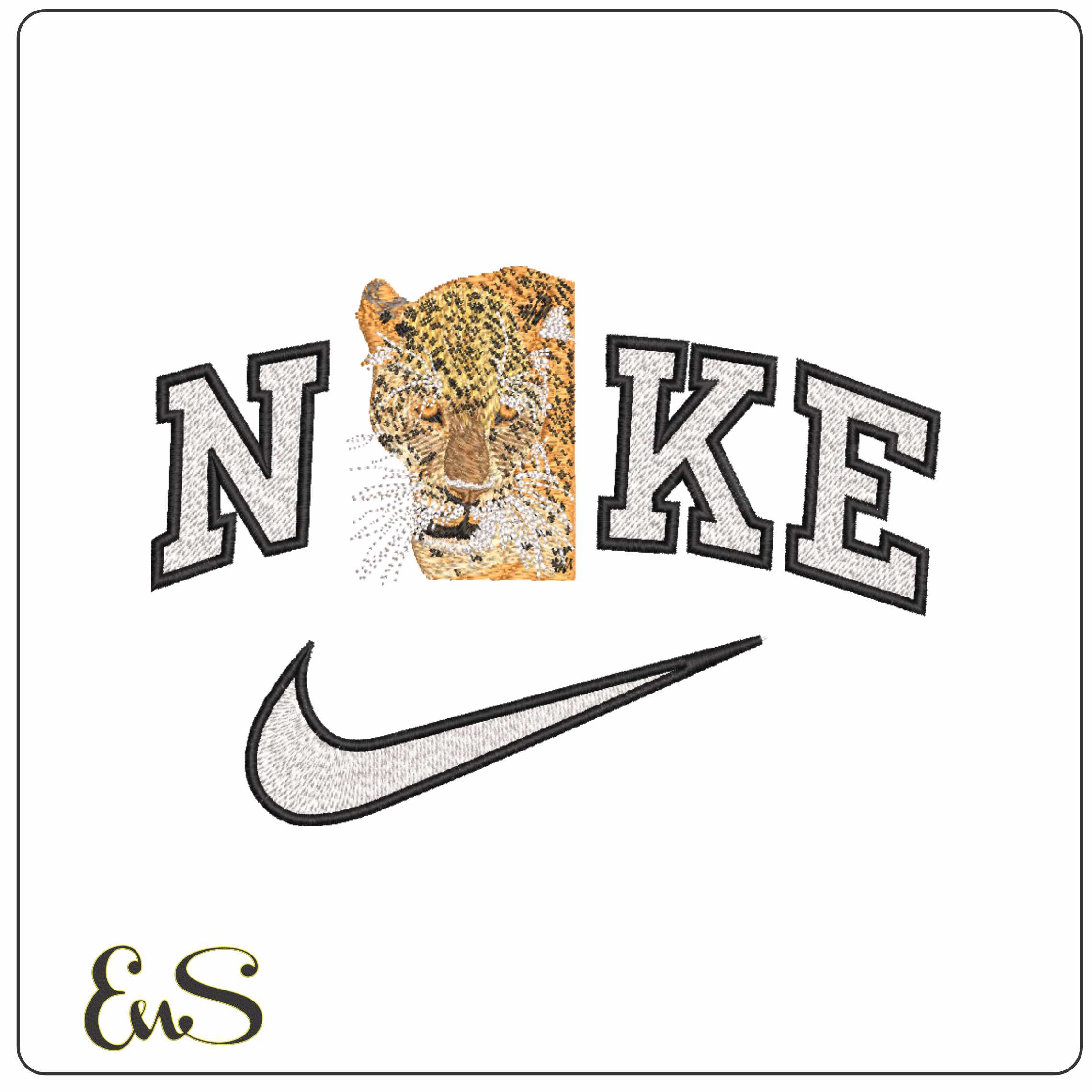 Nike Leopards Heads - Elegant embroidery design file-instant download