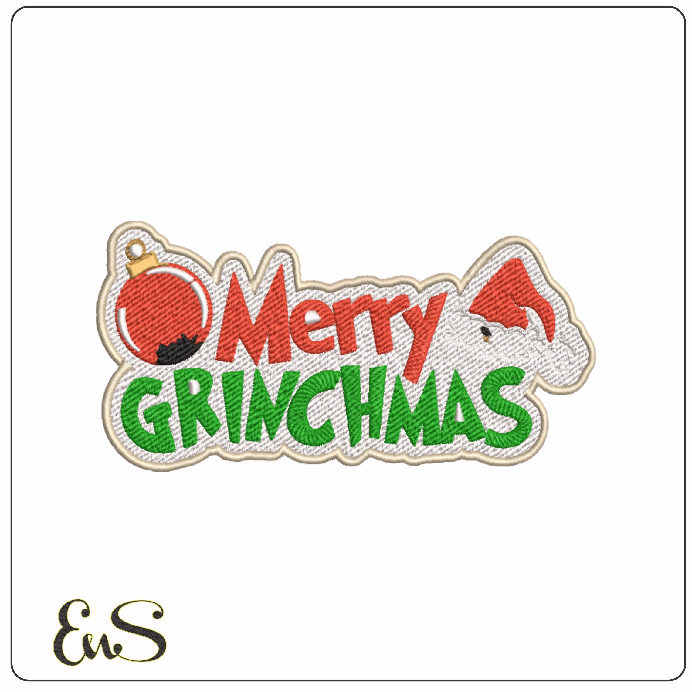 Merry Grinchmas- embroidery file - instant download in a frame