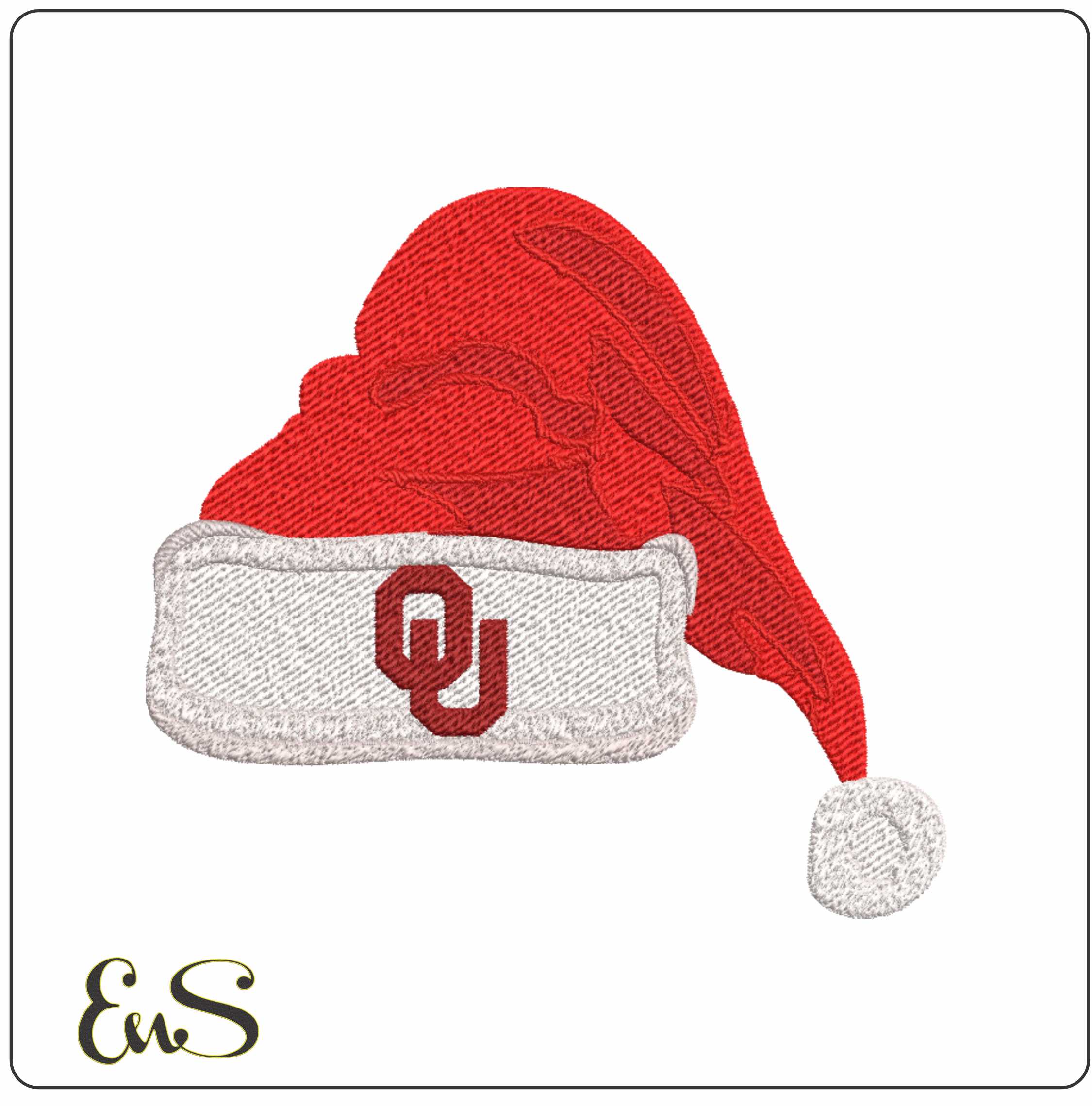 OU Christmas Hat- embroidery file - instant download in a frame