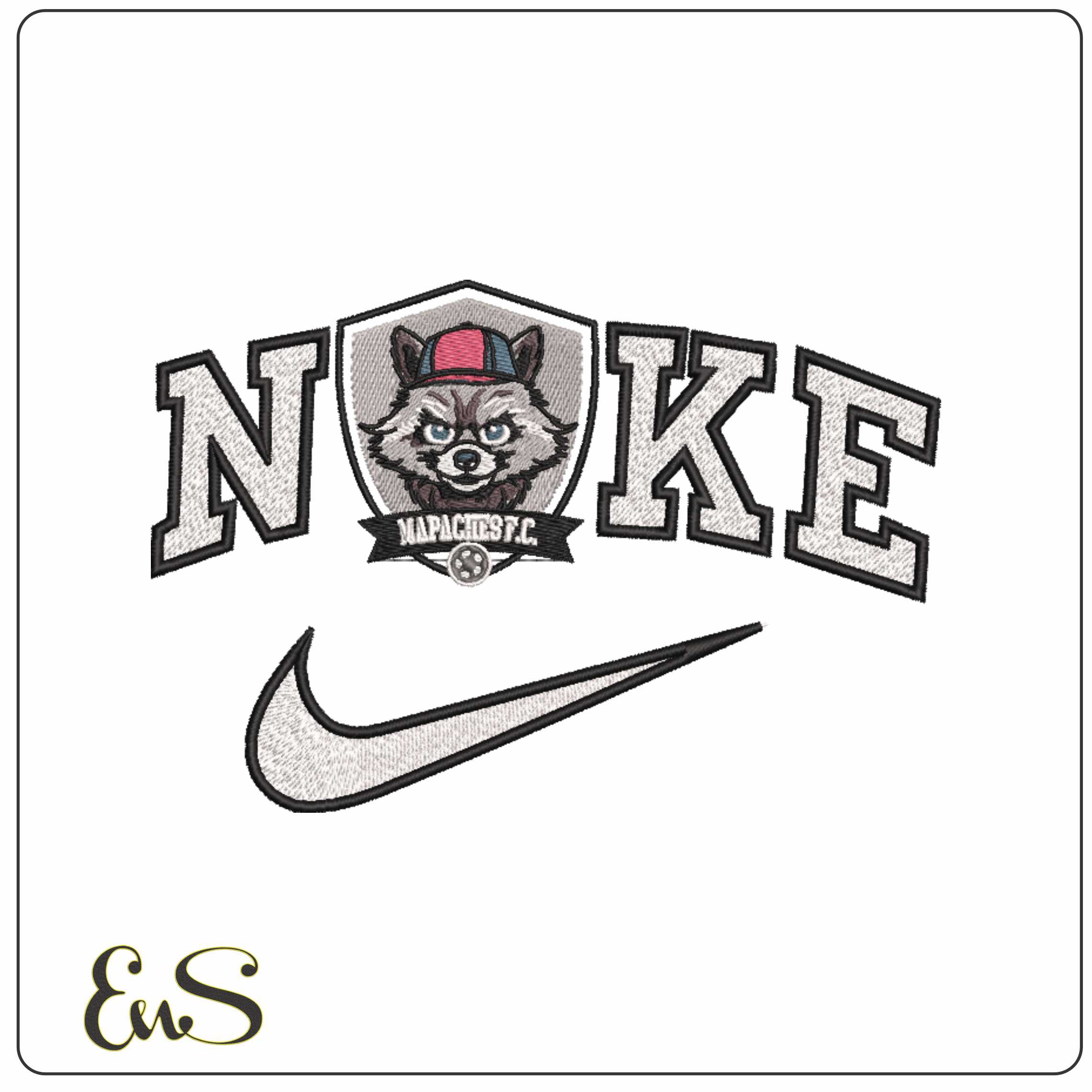 Nike Mapaches Footbal Club Racoon Soccer - Elegant embroidery design file-instant download