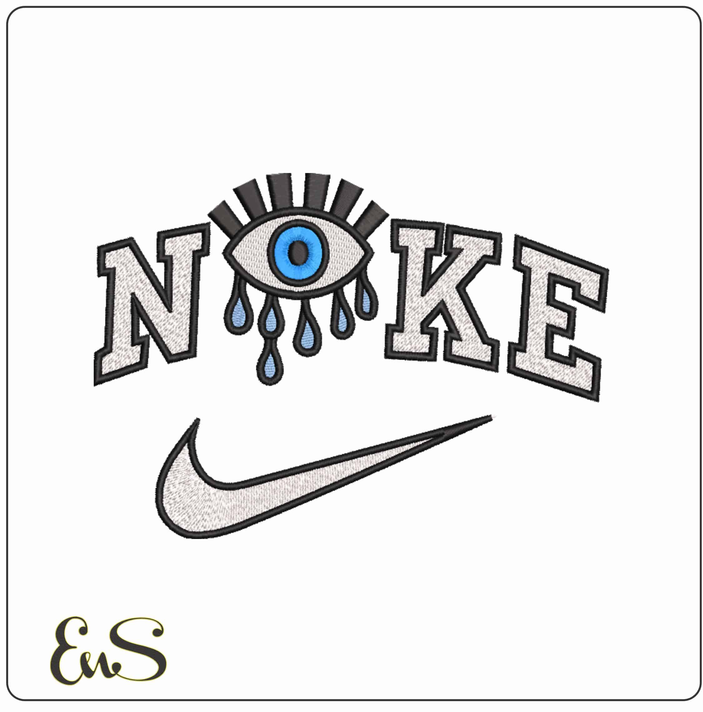 Nike Mayan Eye Crying - Elegant embroidery design file-instant download