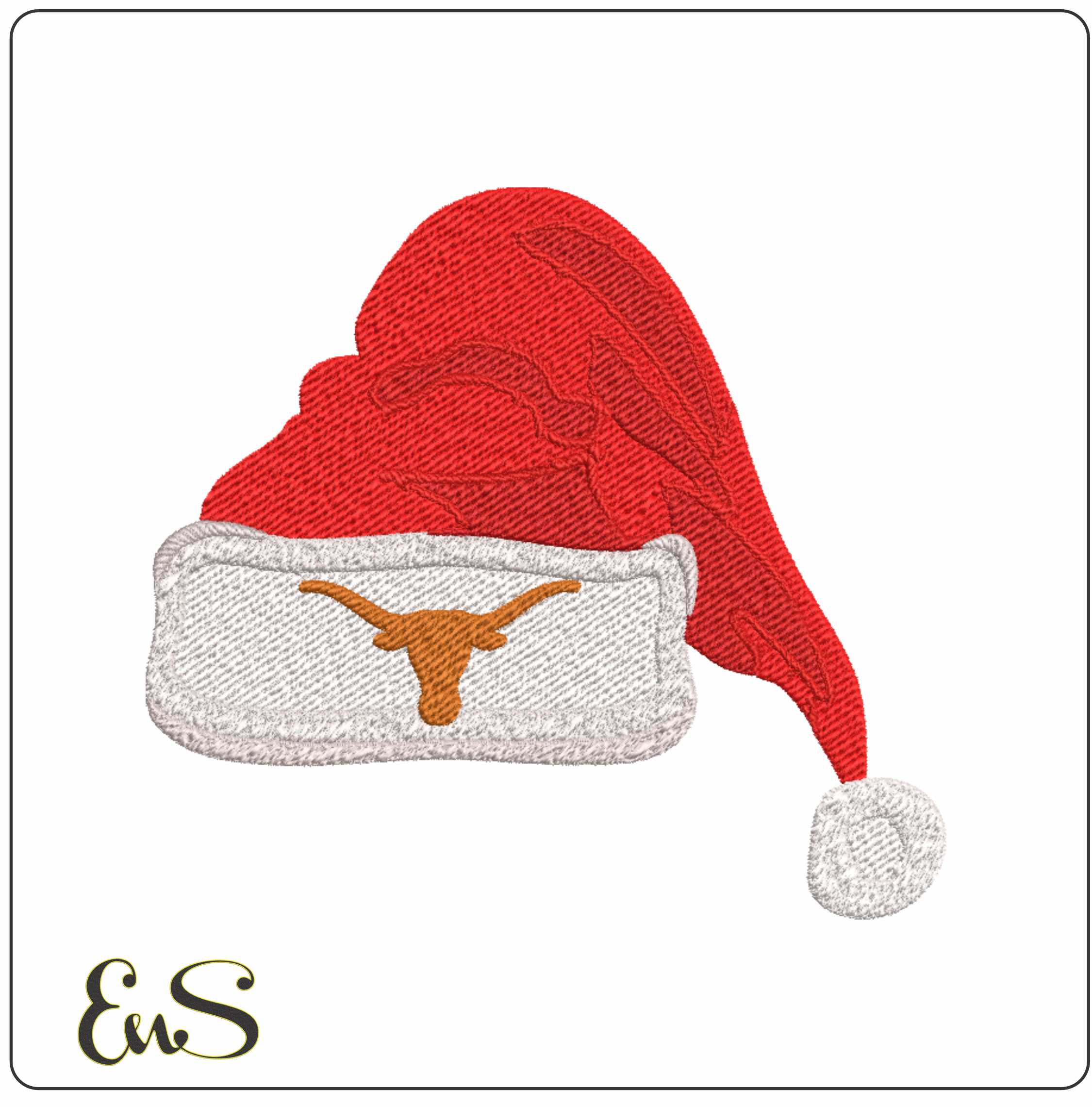 Texas Long Horns Christmas Hat- embroidery file - instant download in a frame