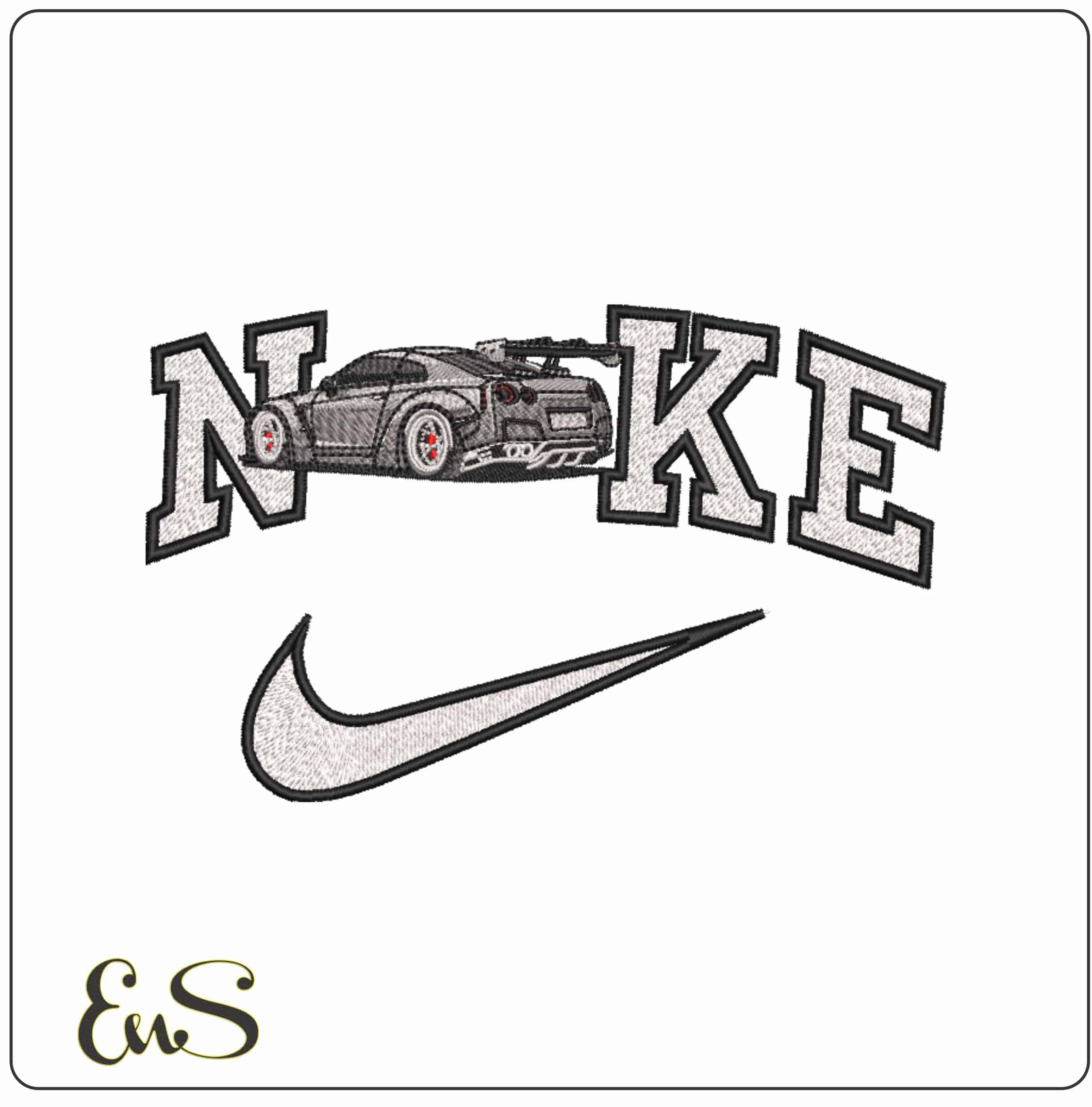 Nike Nissan GTR Nissmo - Elegant embroidery design file-instant download