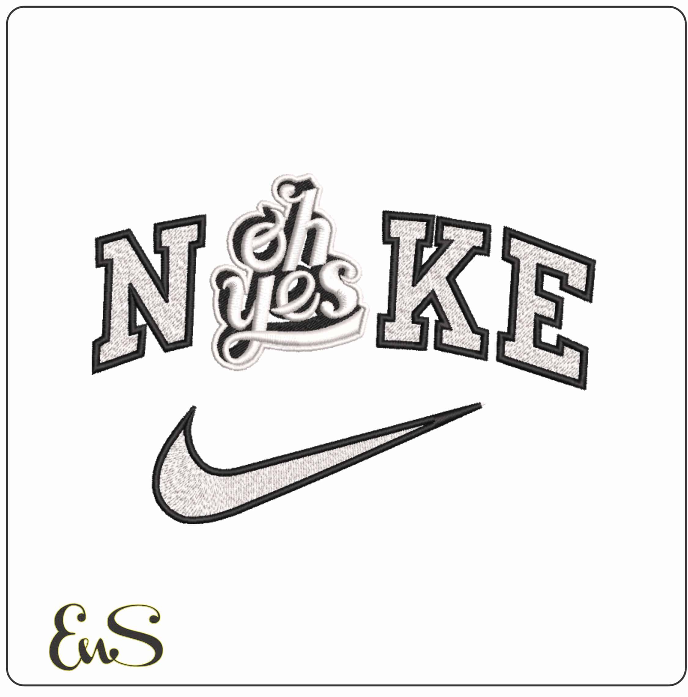 Nike Oh Yes - Elegant embroidery design file-instant download