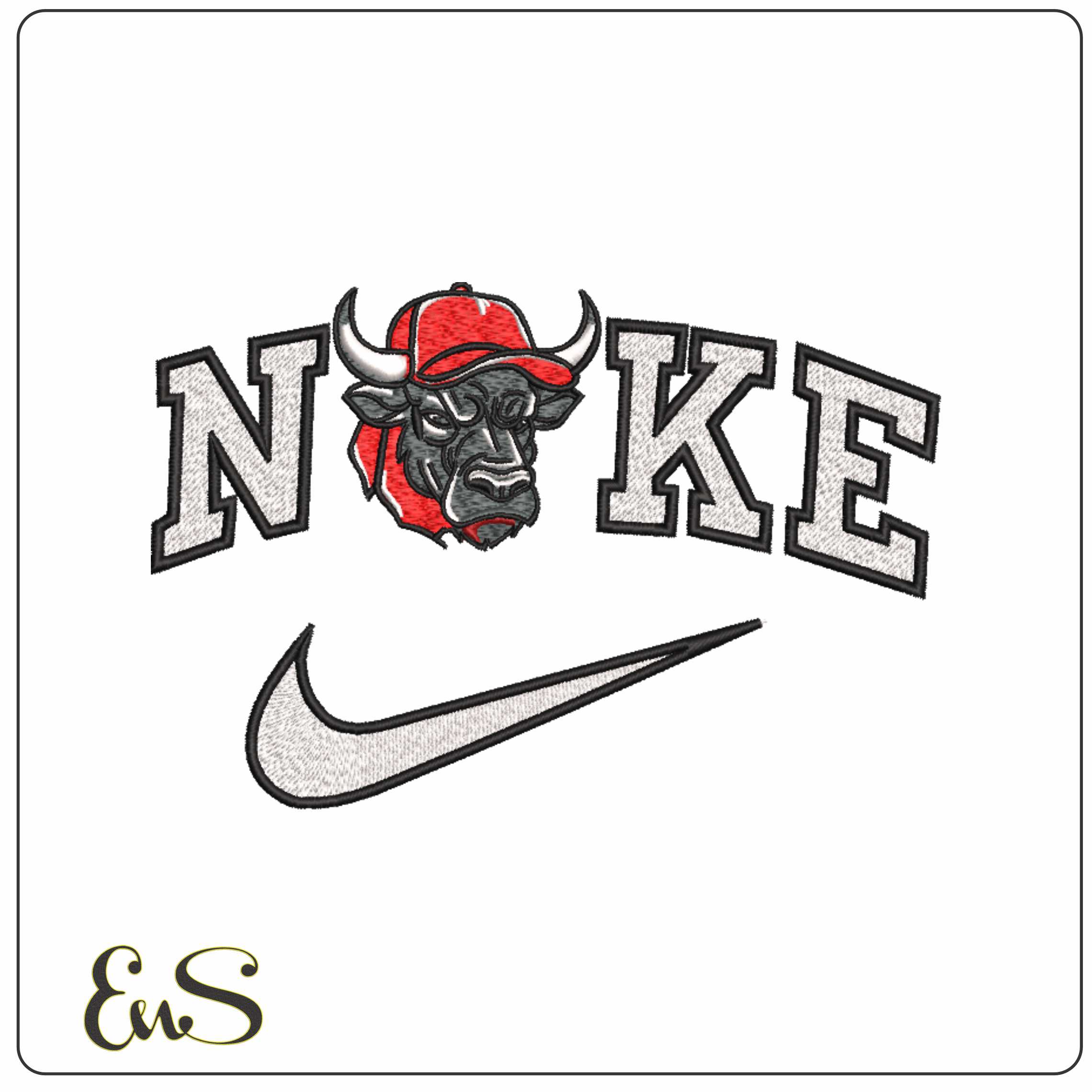 Nike Old Chicago Bulls Face - Elegant embroidery design file-instant download