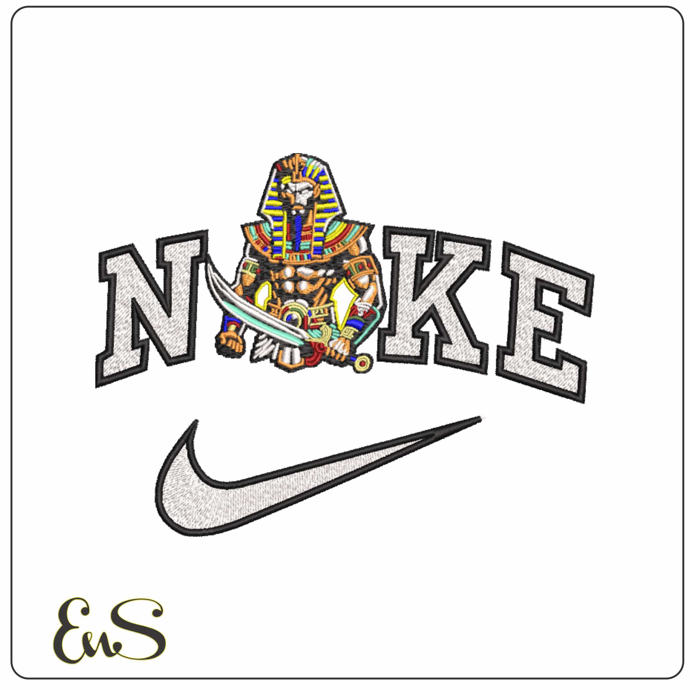 Nike Pharoh With Sword - Elegant embroidery design file-instant download