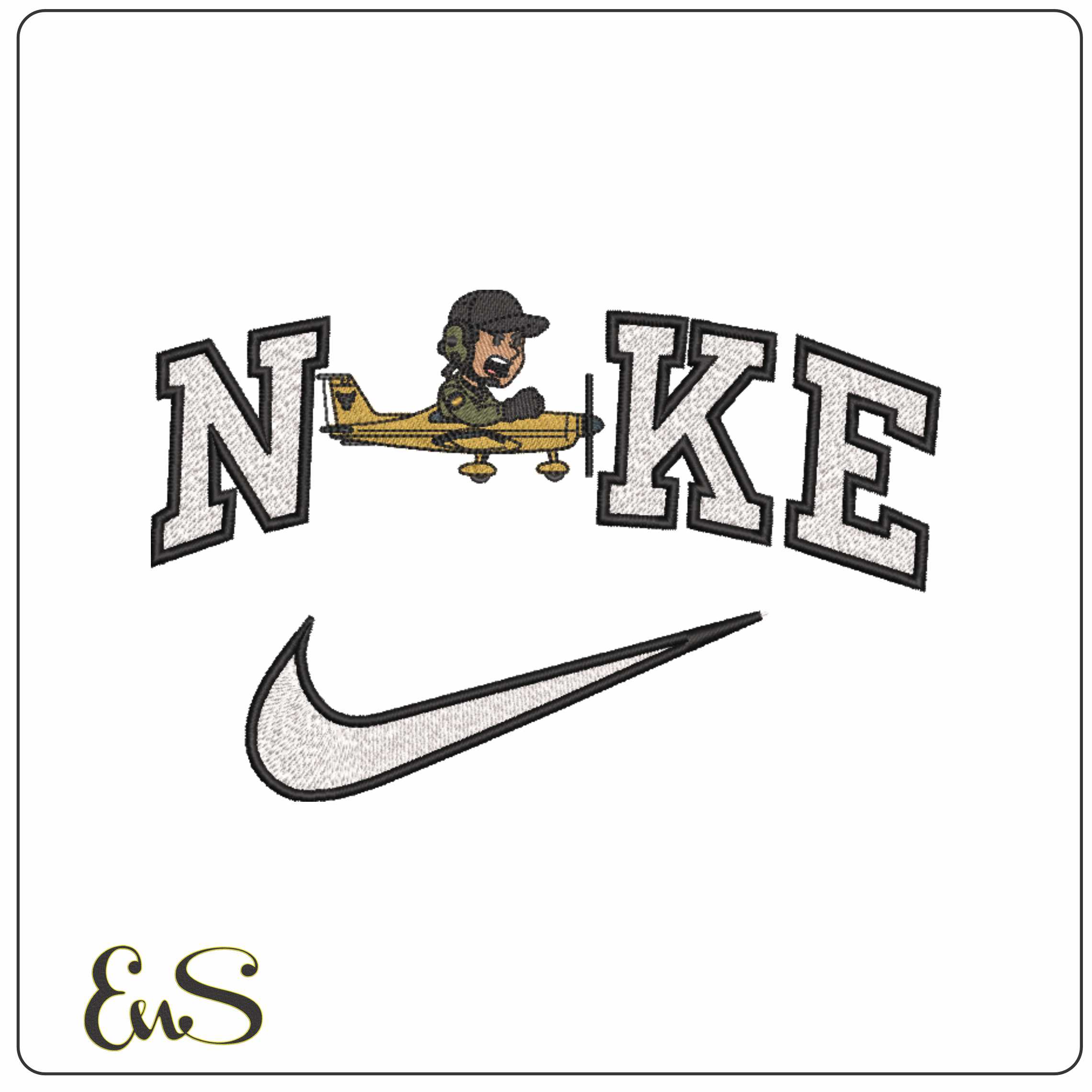 Nike Pilot in plane - Elegant embroidery design file-instant download