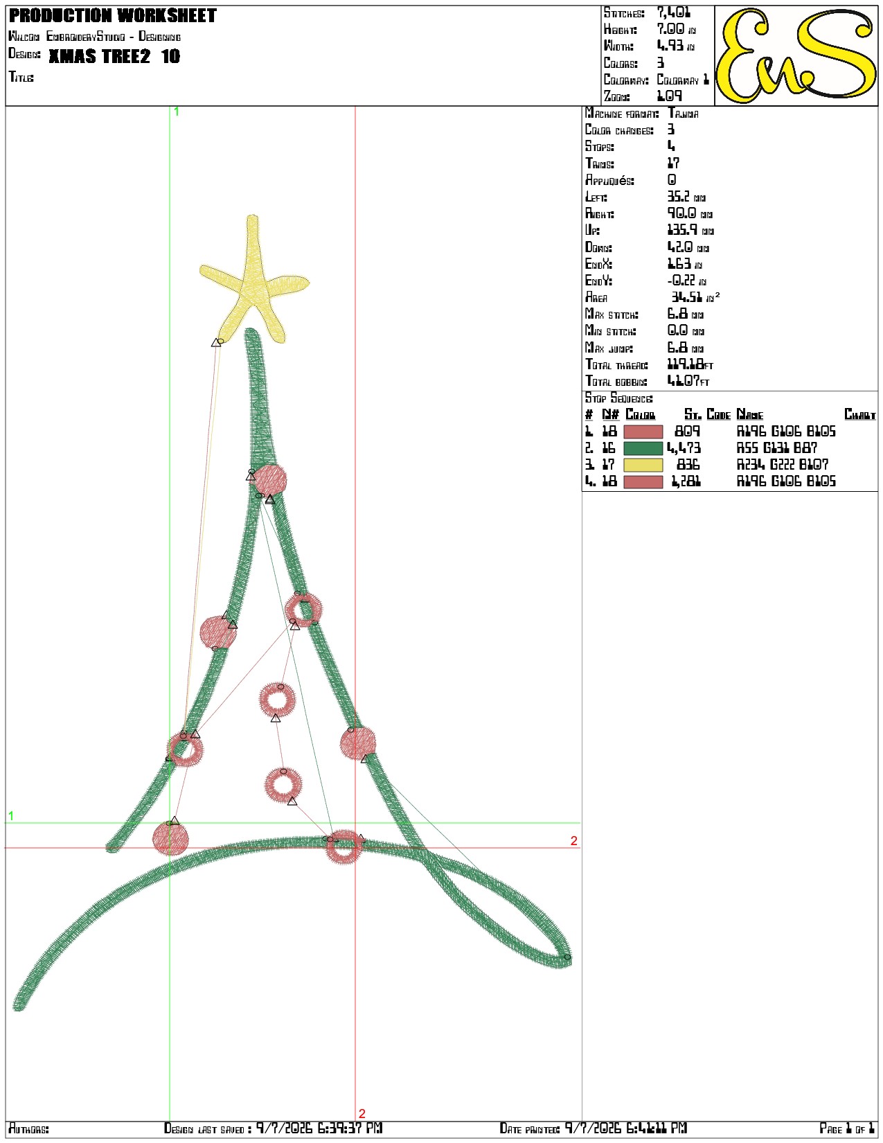 Christmas Tree 2- embroidery file - instant download in a frame