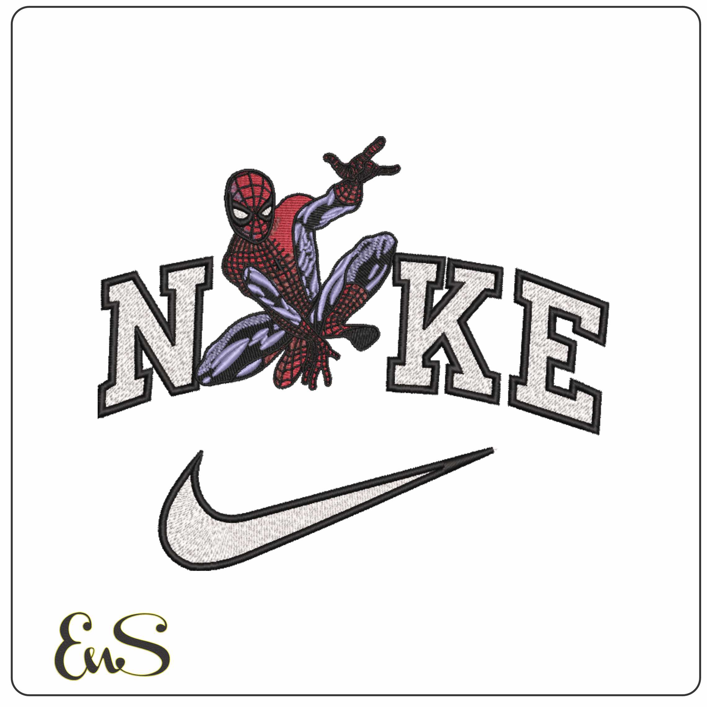 Nike Spideman sitting ready to spin web - Elegant embroidery design file-instant download