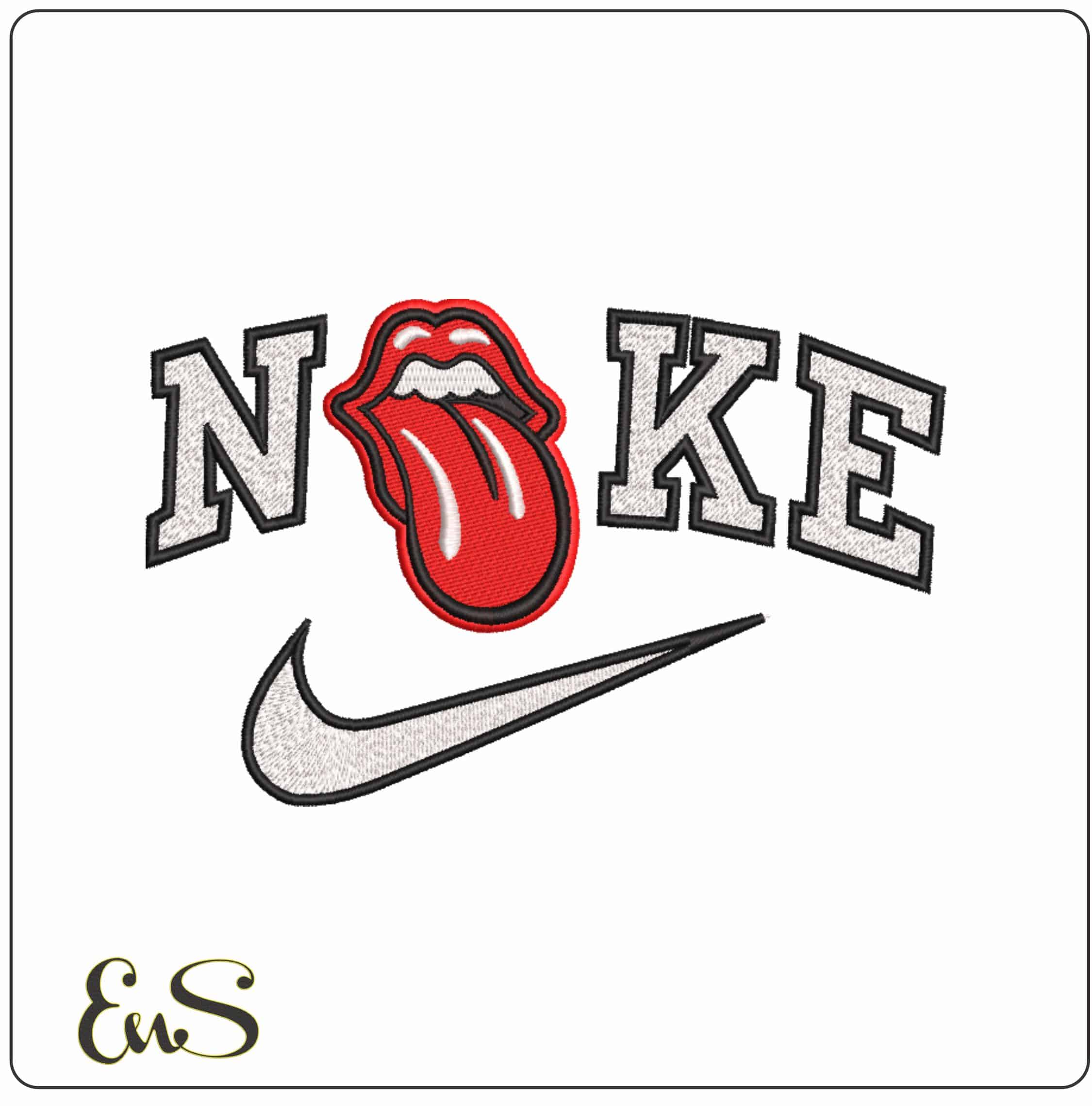 Nike Tongue and Lips - Elegant embroidery design file-instant download