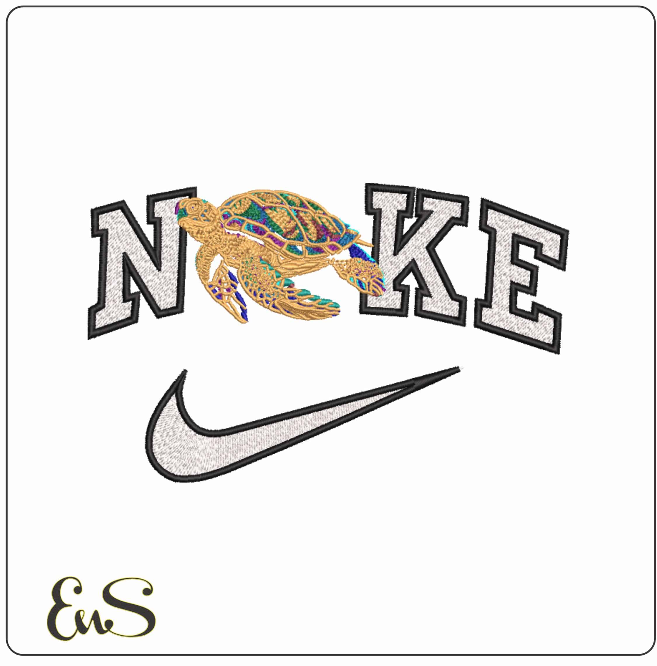 Nike Turtle outline - Elegant embroidery design file-instant download