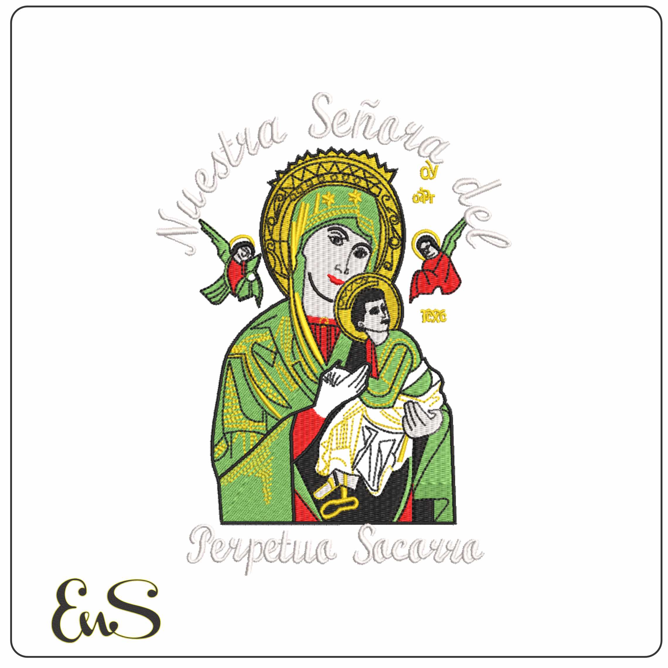 Nuestra Senora dela Perpetua Sacarra - Elegant embroidery design file-instant download