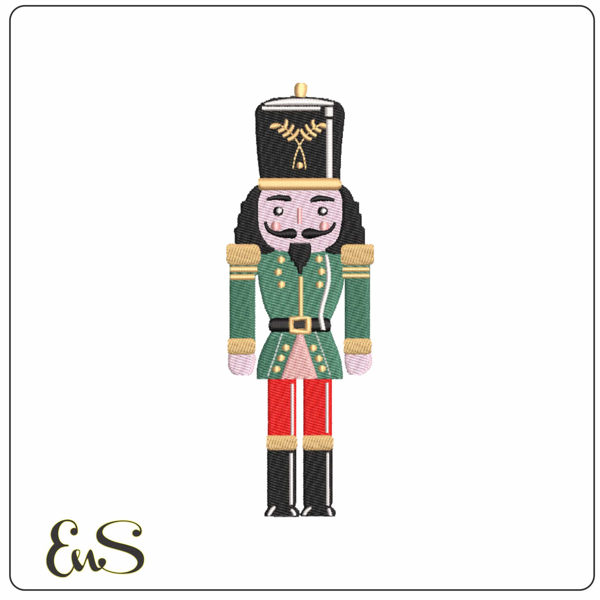 Nutcracker Soldier in Green - Elegant embroidery design file-instant download