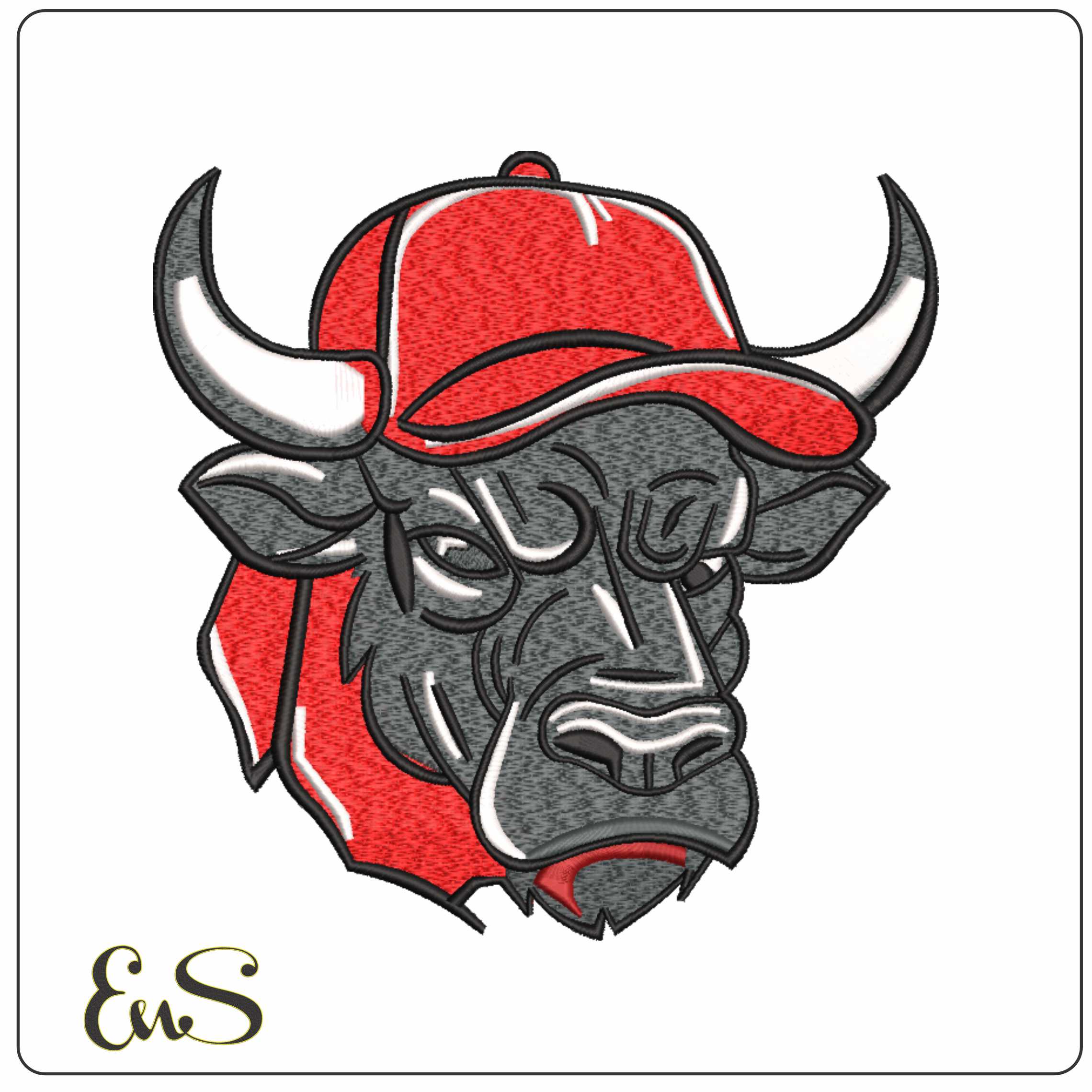 Old Chicago Bulls Face - Elegant embroidery design file-instant download
