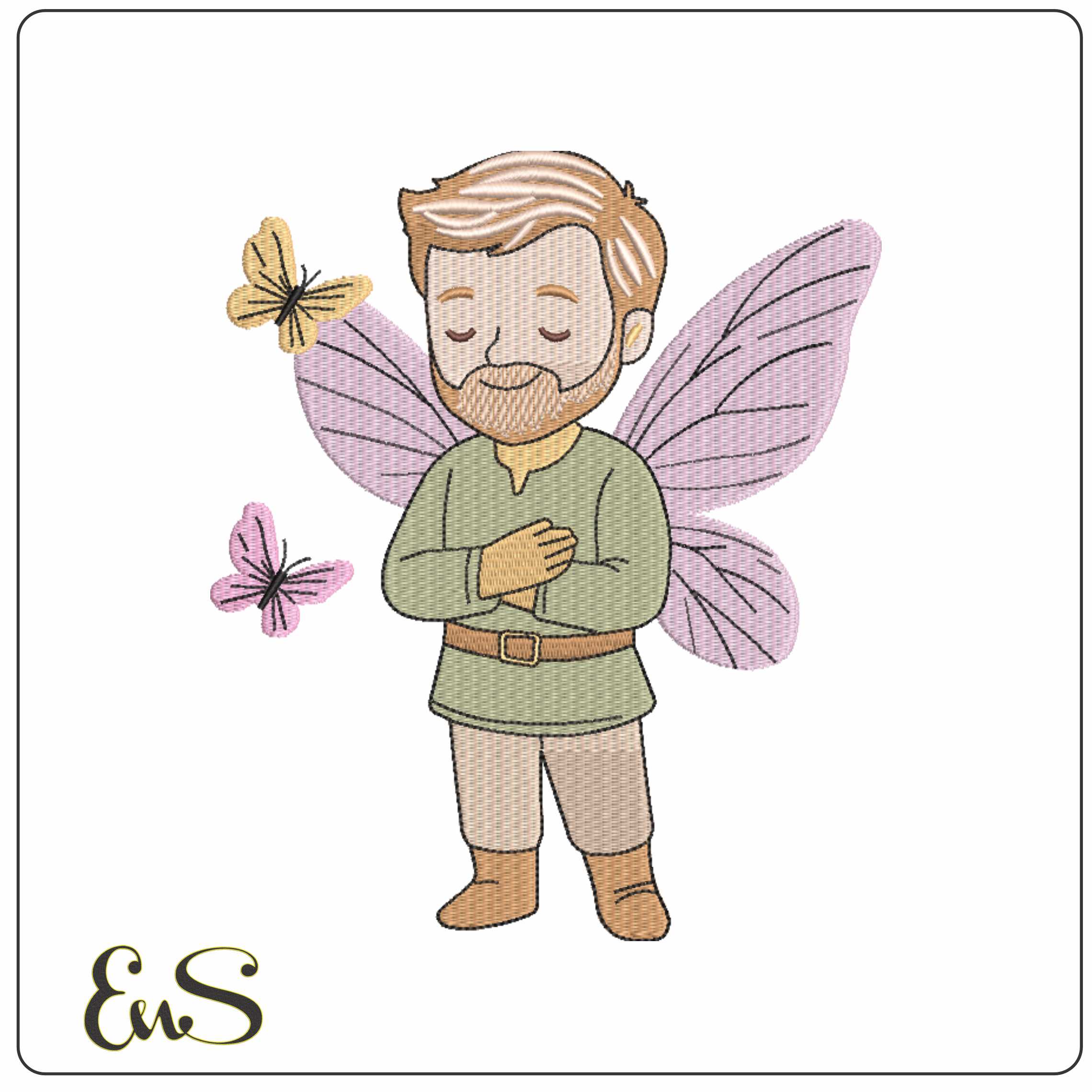 Papa Fairy - Elegant embroidery design file-instant download