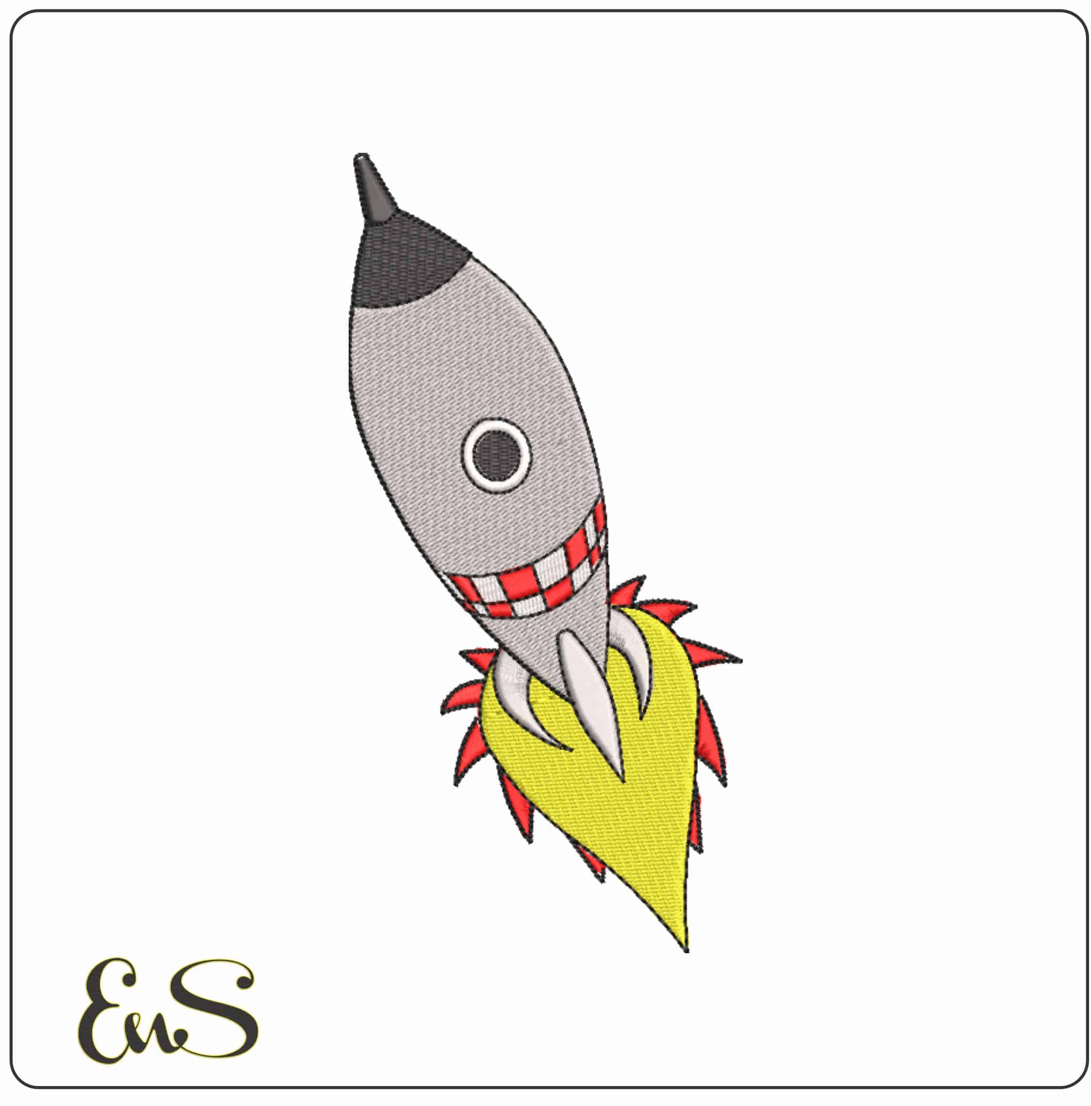 Rocket blast off - Elegant embroidery design file-instant download