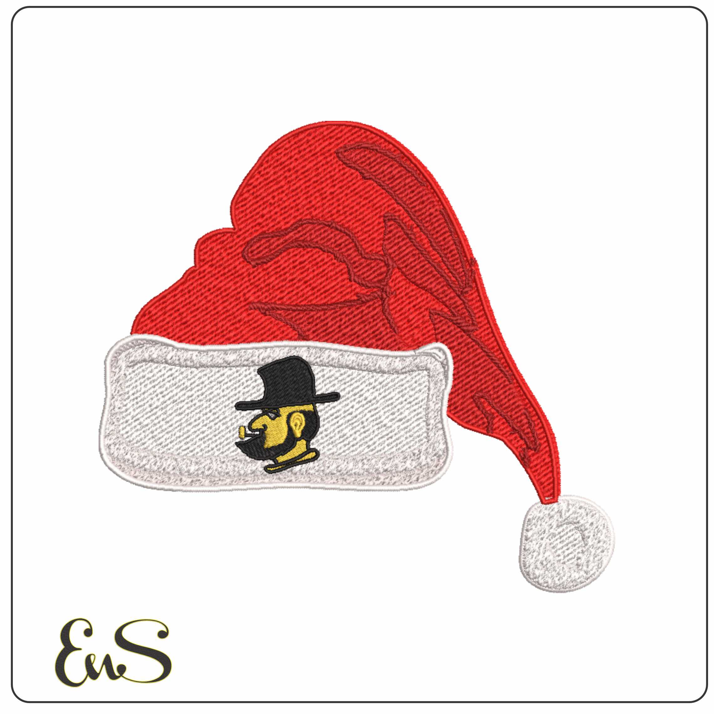 Santa Hat Appalachian State Mountaineerd 1976 1986 - Elegant embroidery design file-instant download