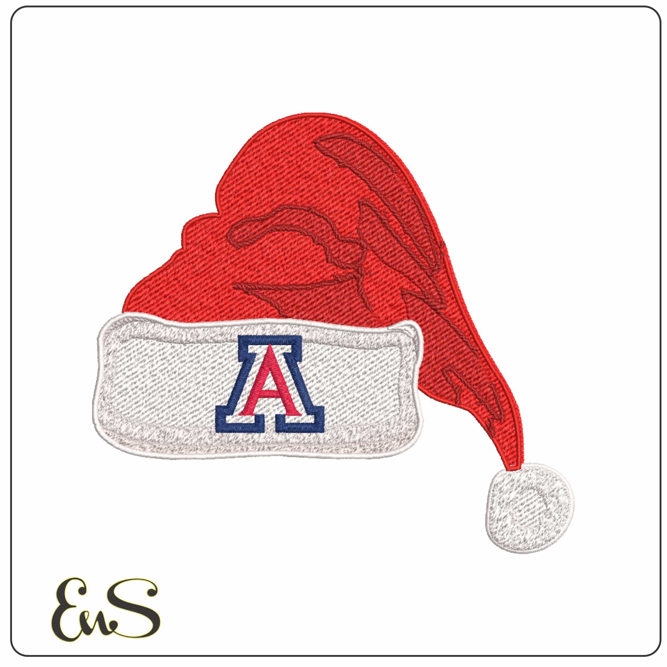 Santa Hat Arizona Wildcats no Background - Elegant embroidery design file-instant download