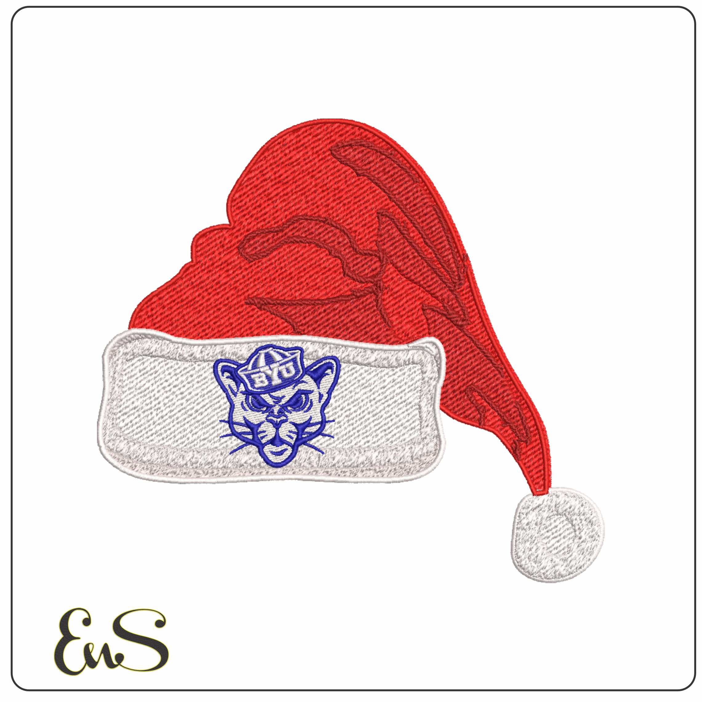 Santa Hat BYU Cougars Alternative - Elegant embroidery design file-instant download
