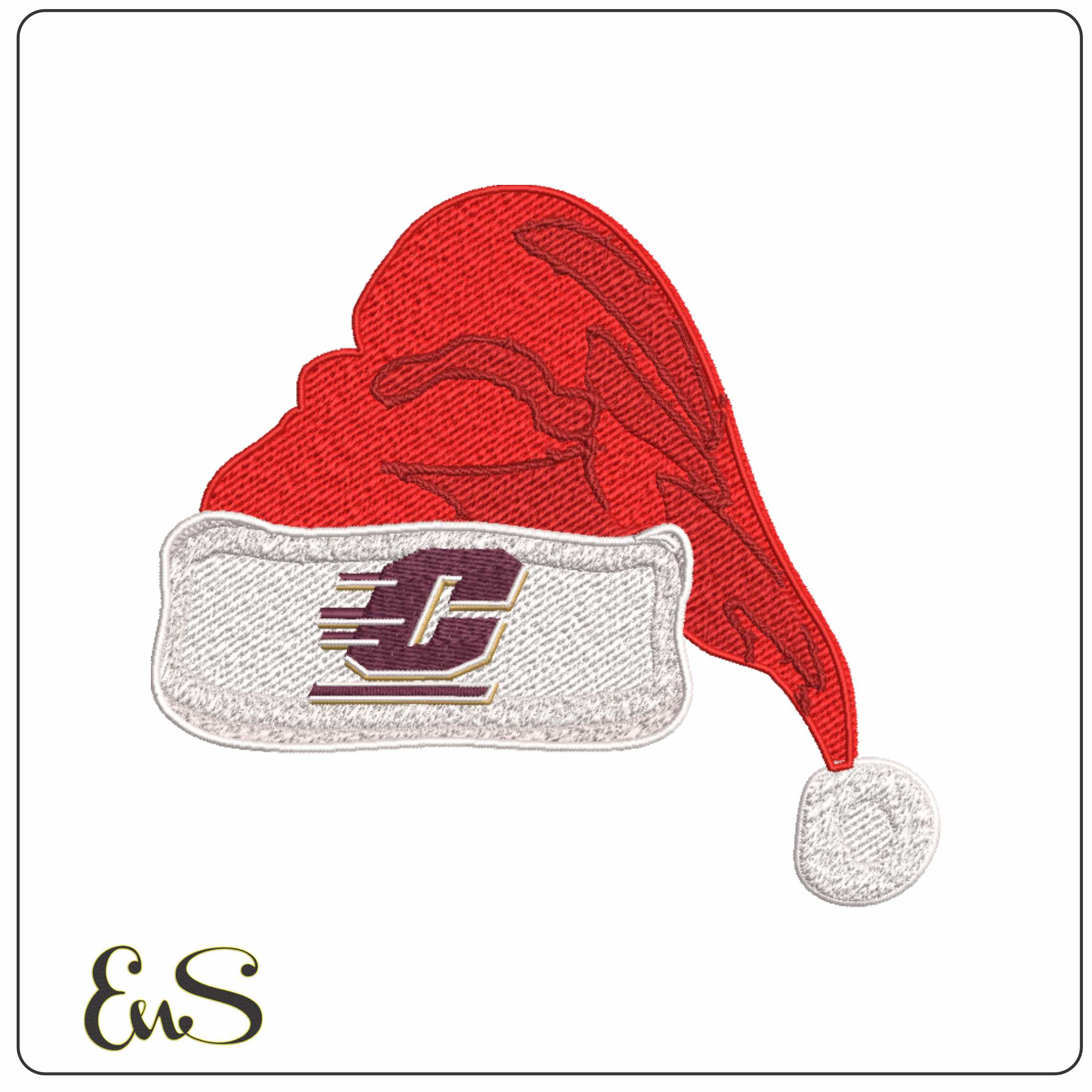Santa Stocking Central Michigan Chippewas 1997 - Elegant embroidery design file-instant download