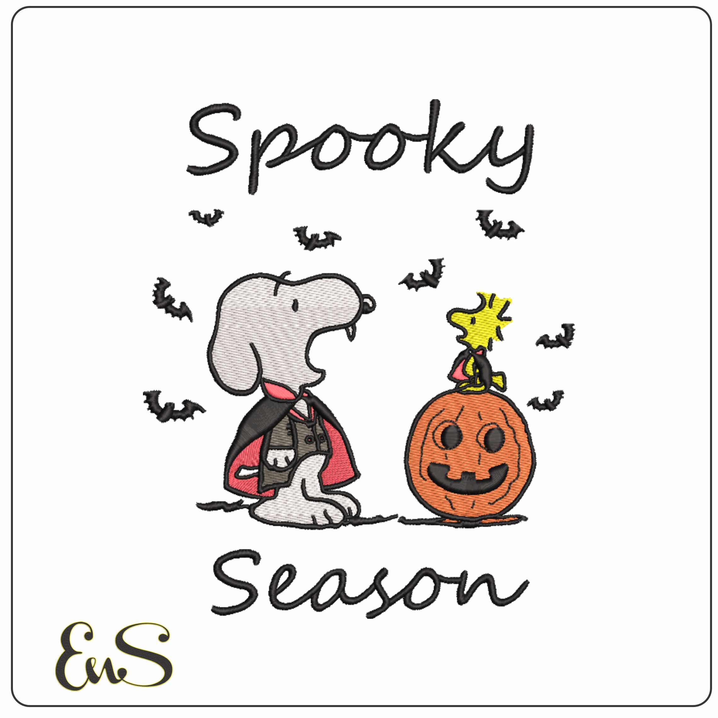 Snoopy Vampire Spooky Season Snoopy and Woodstock - Elegant embroidery design file-instant download