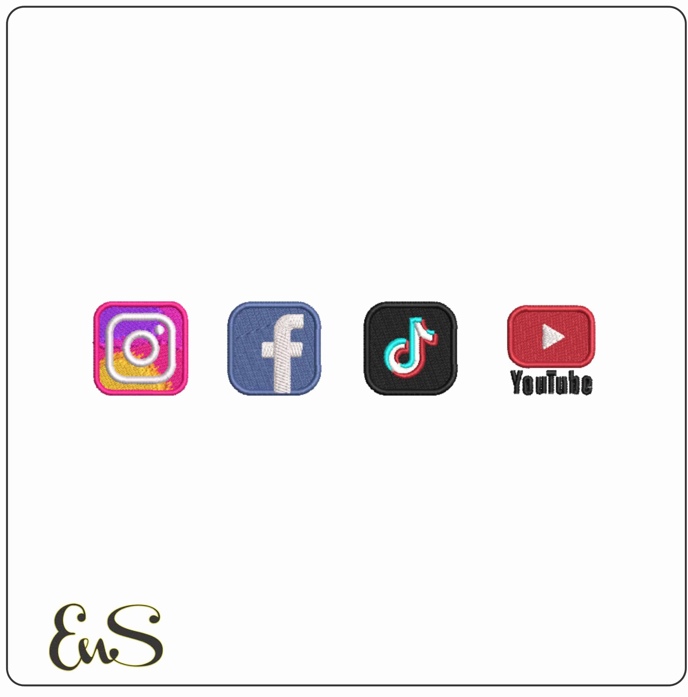 Social Media All - Elegant embroidery design file-instant download