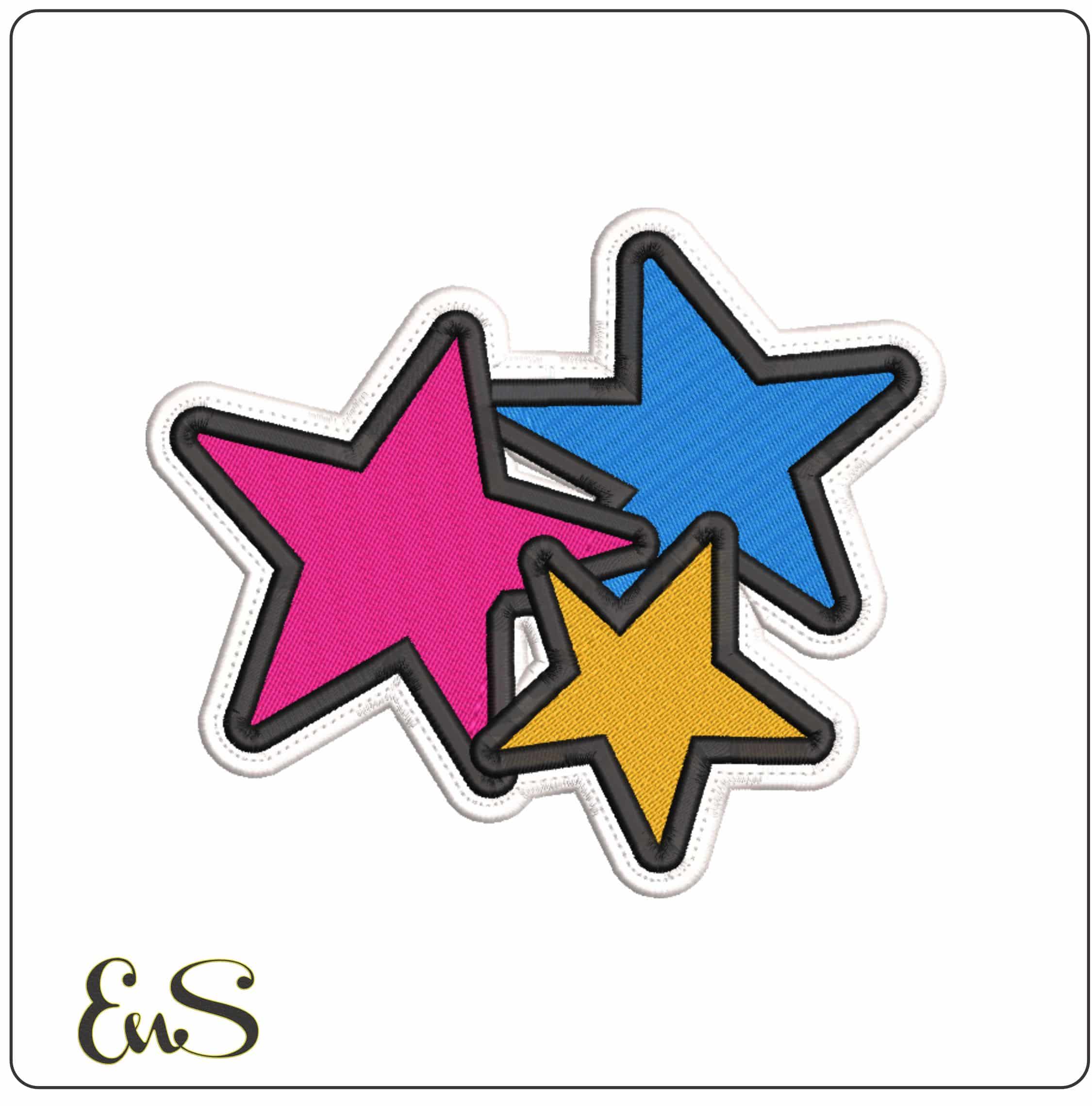 Stars Patch - Elegant embroidery design file-instant download