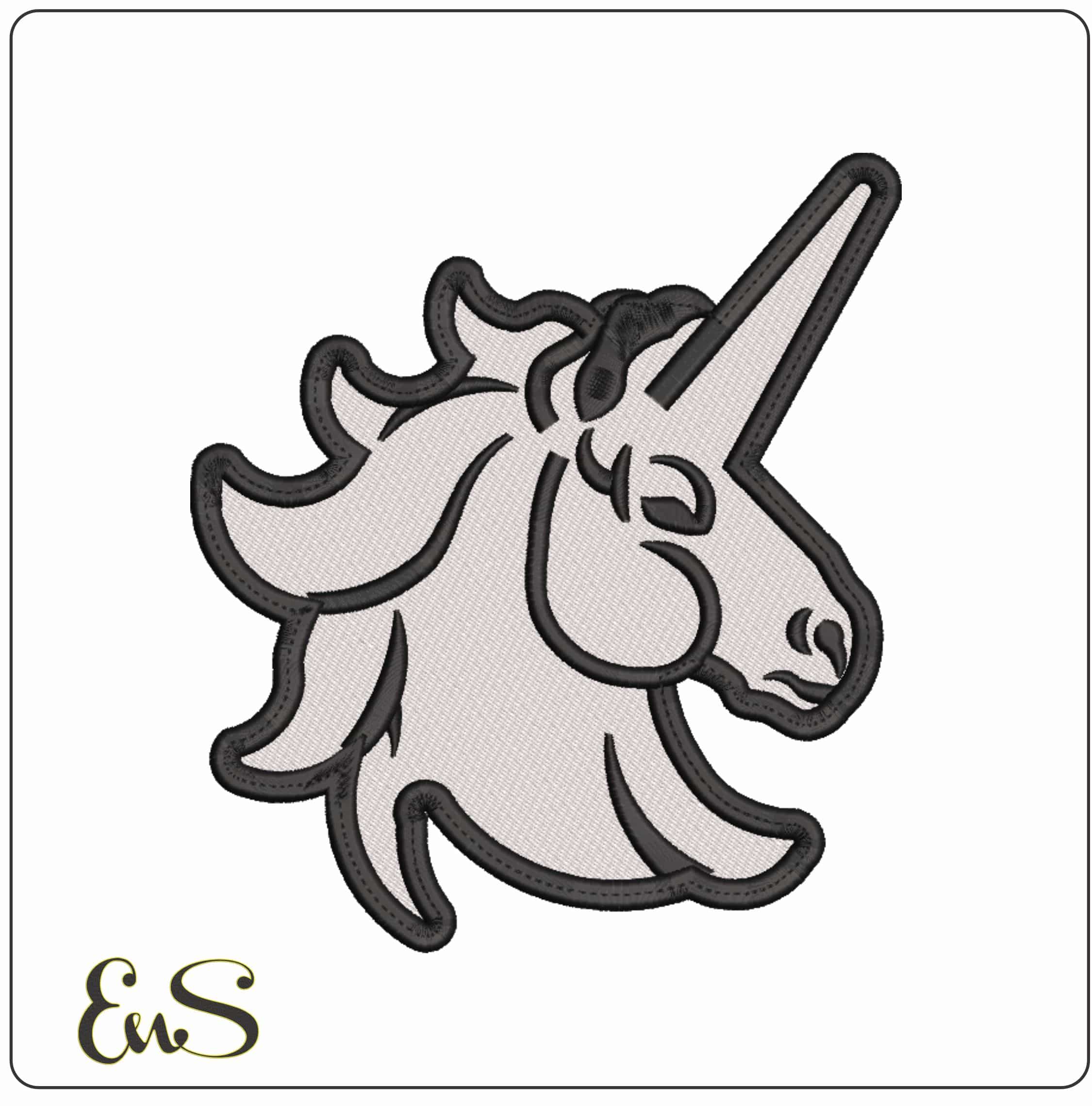 Unicorn Head Outline - Elegant embroidery design file-instant download