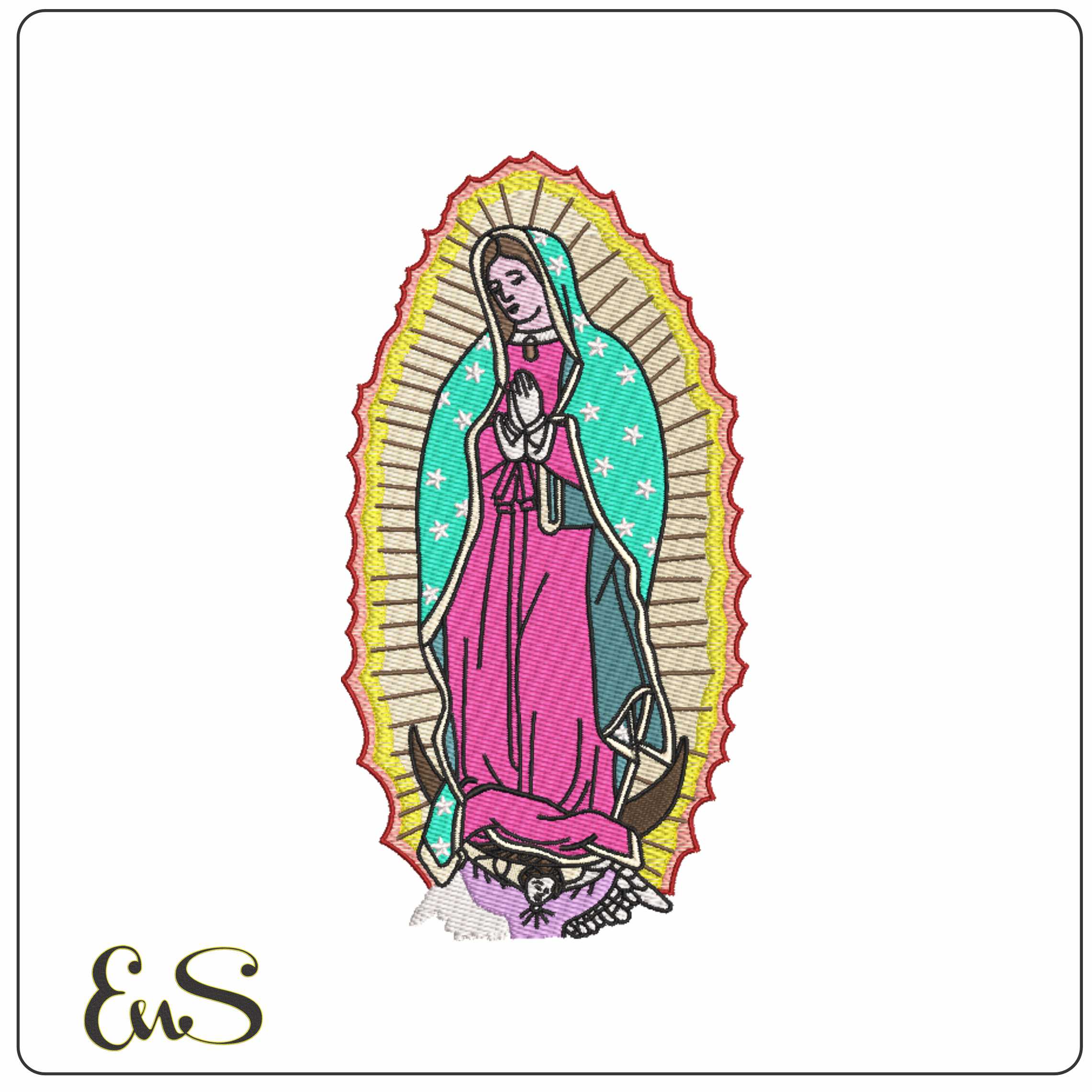 Virgin Mary Praying in Color  - Elegant embroidery design file-instant download