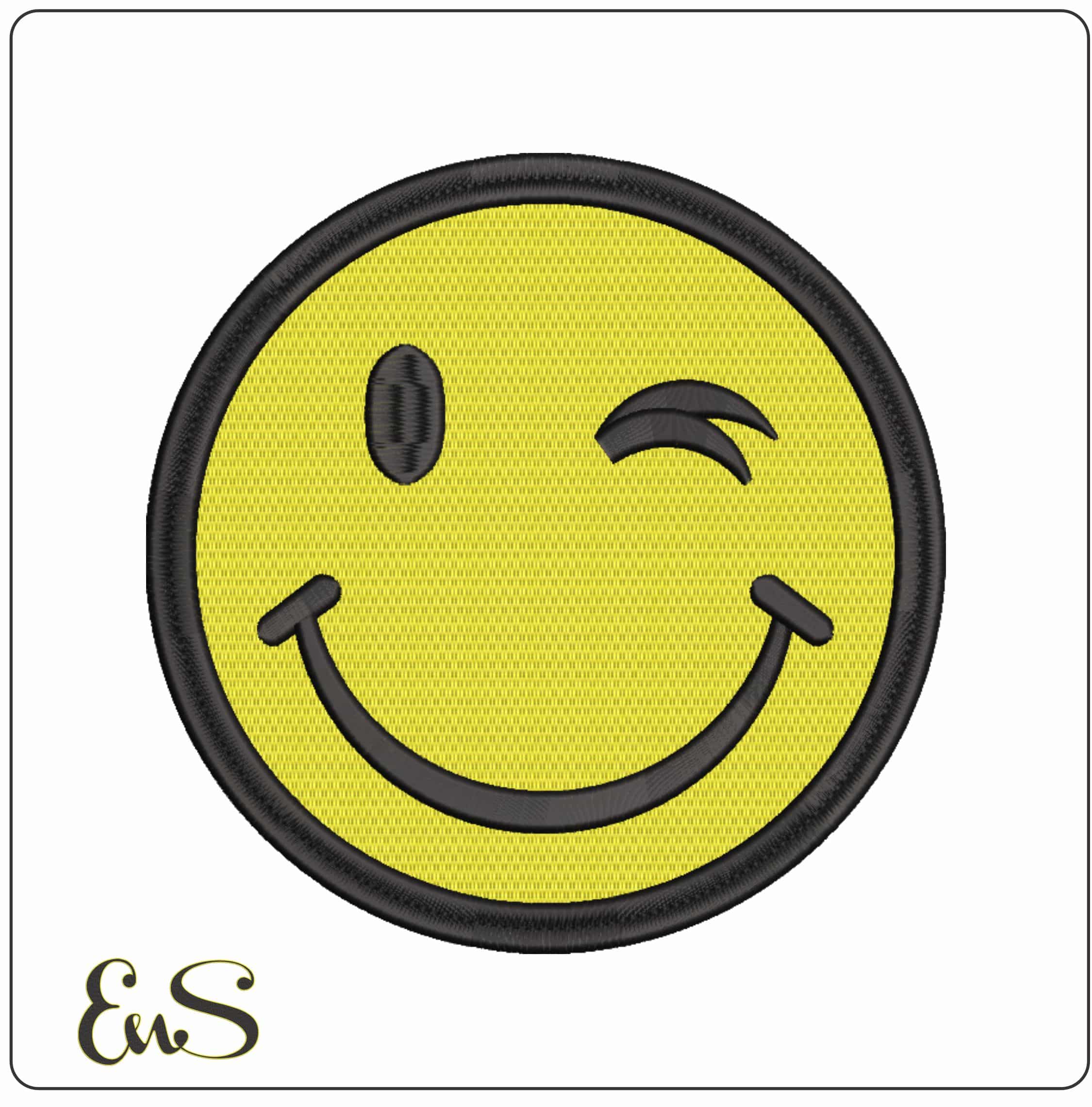 Wink Emoji - Elegant embroidery design file-instant download