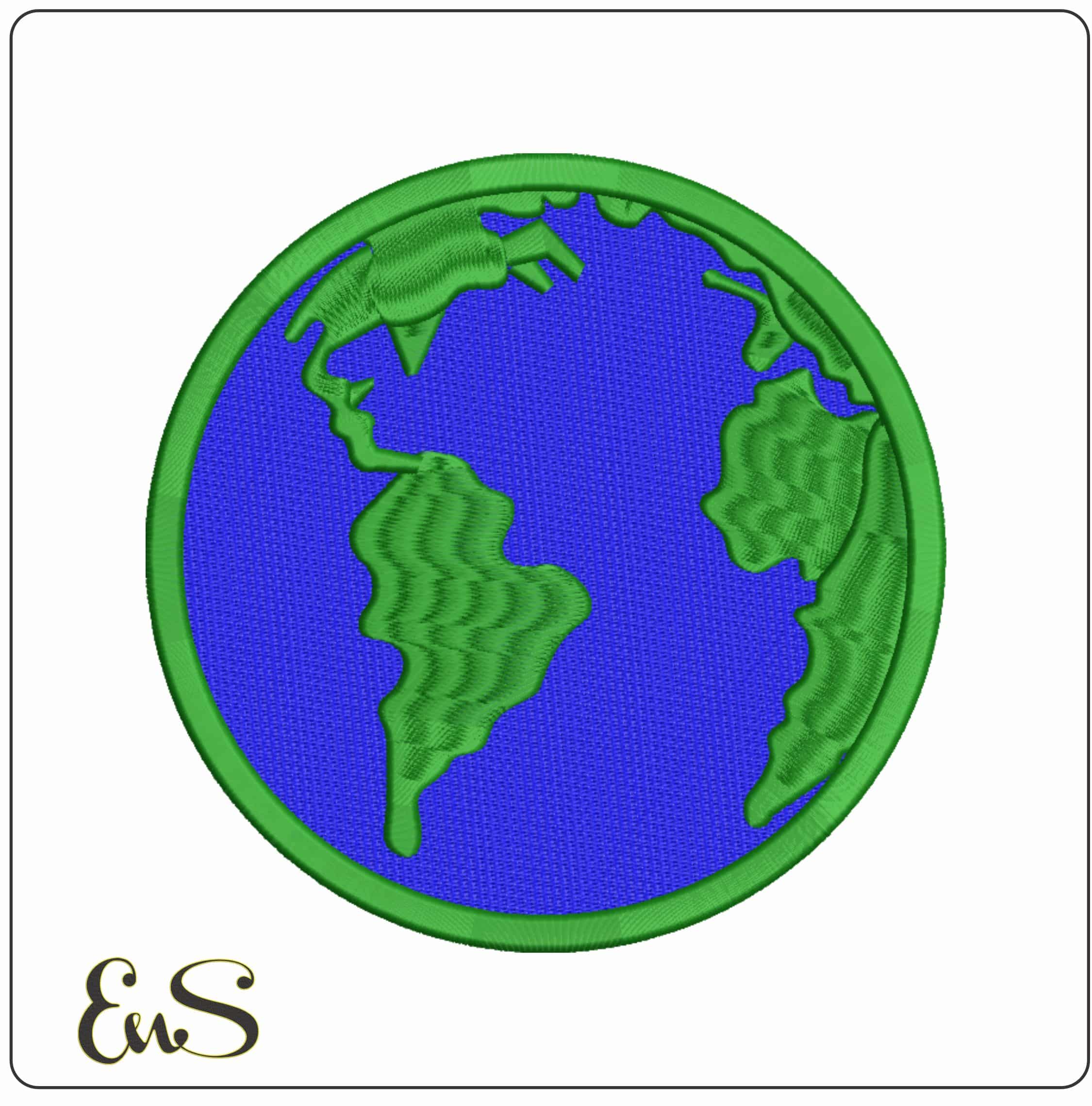 World Patch  - Elegant embroidery design file-instant download