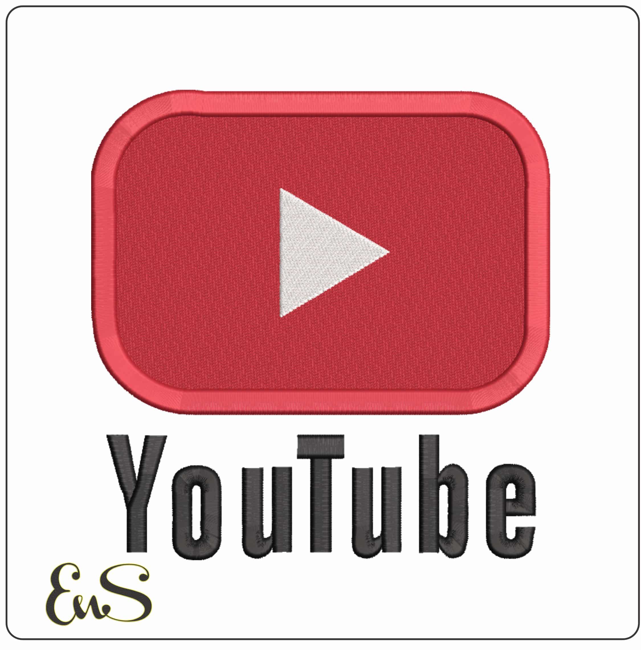 You Tube Patch - Elegant embroidery design file-instant download